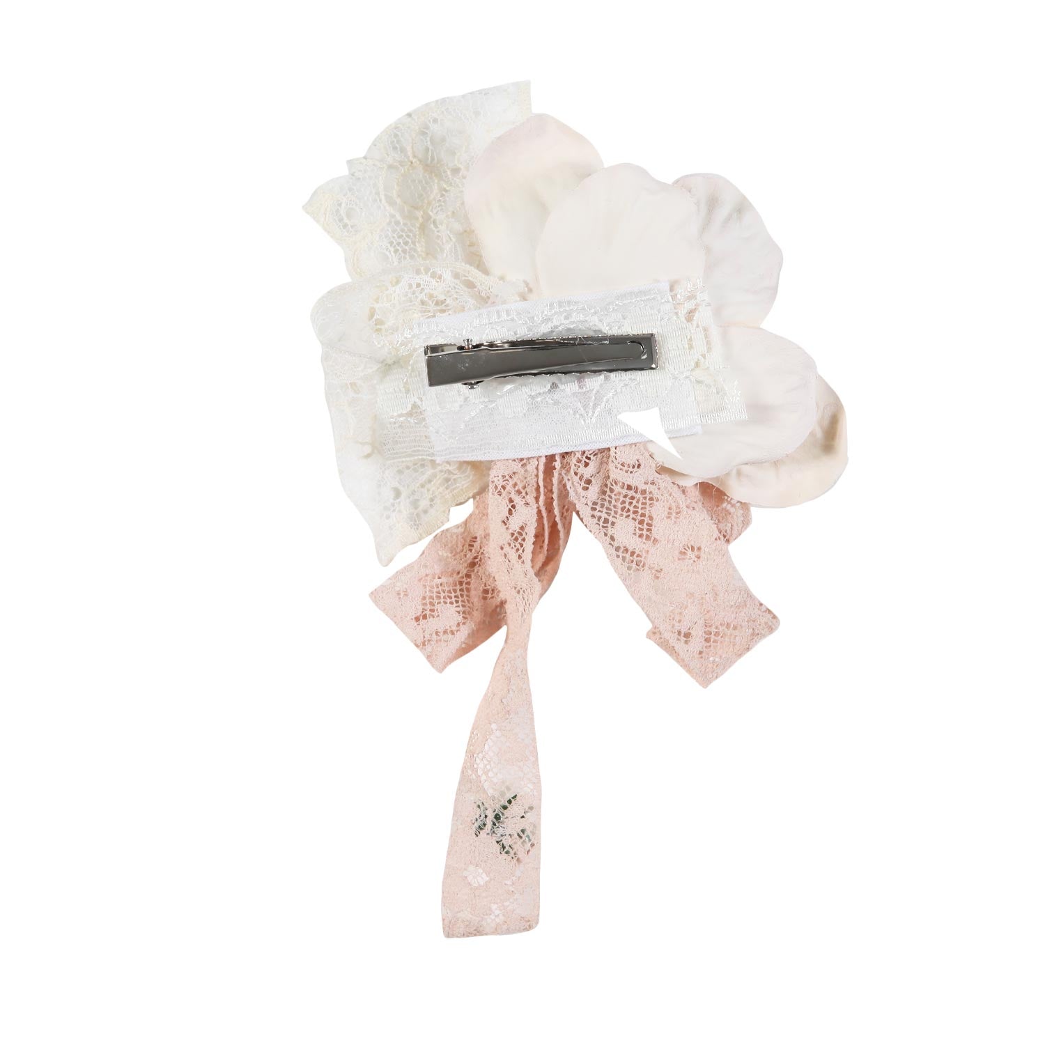 FERMAGLIO ROSA E BIANCO IN PIZZO CON FIORI - annameglio.com abbigliamento moda