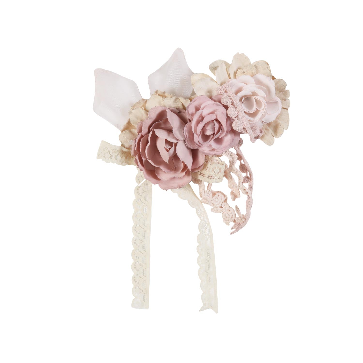 FERMAGLIO ROSA ANTICO E BIANCO IN PIZZO CON FIORI - annameglio.com abbigliamento moda