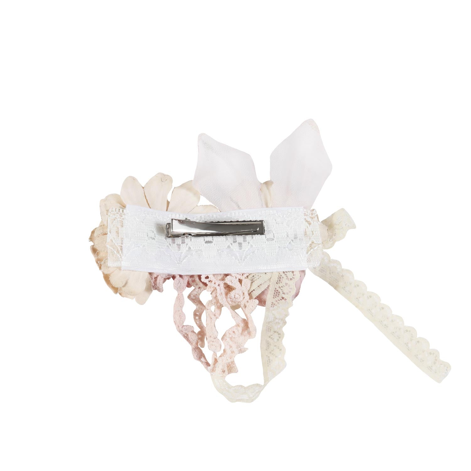 FERMAGLIO ROSA ANTICO E BIANCO IN PIZZO CON FIORI - annameglio.com abbigliamento moda