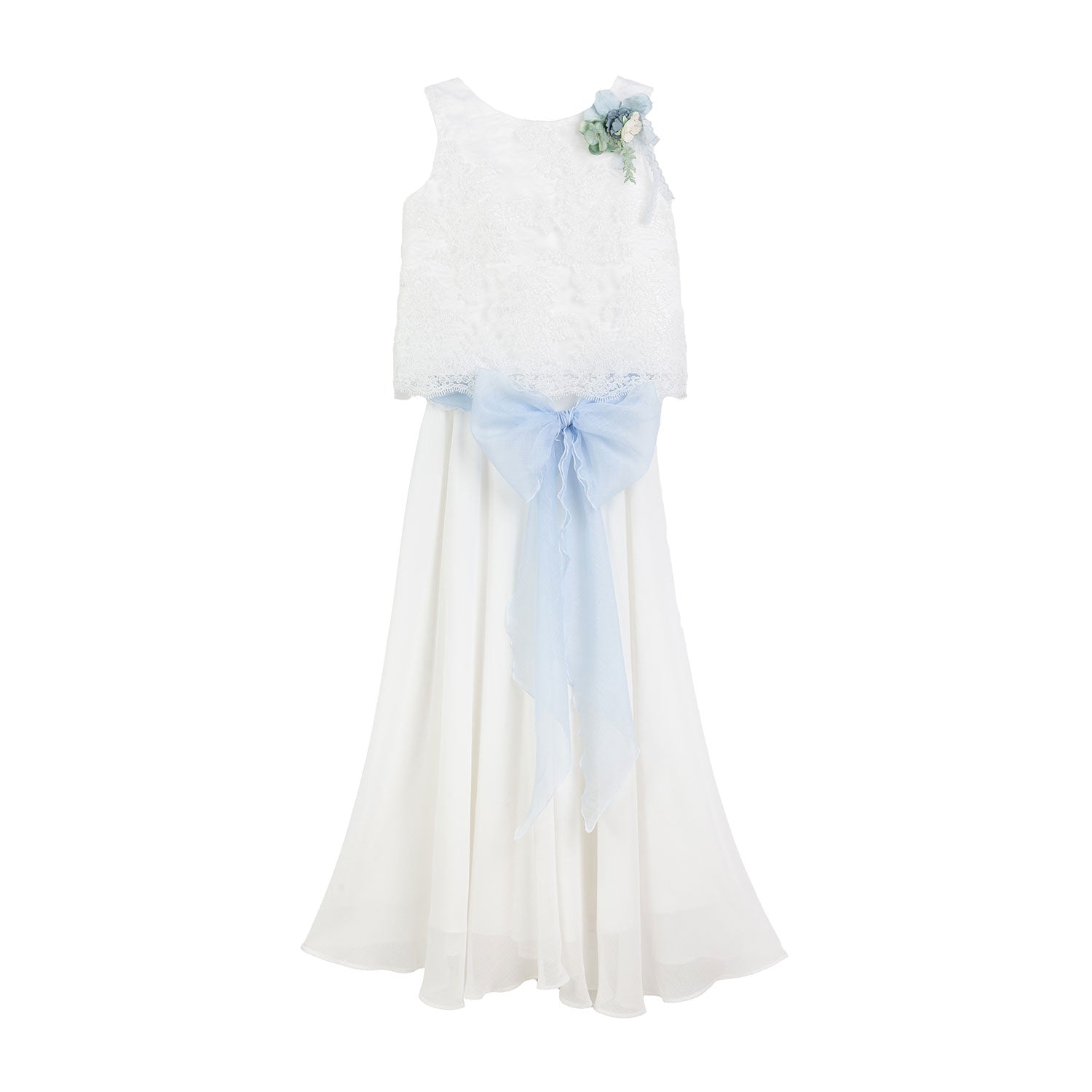 ABITO DUE PEZZI BIANCO E CELESTE IN TULLE E PIZZO - annameglio.com abbigliamento moda