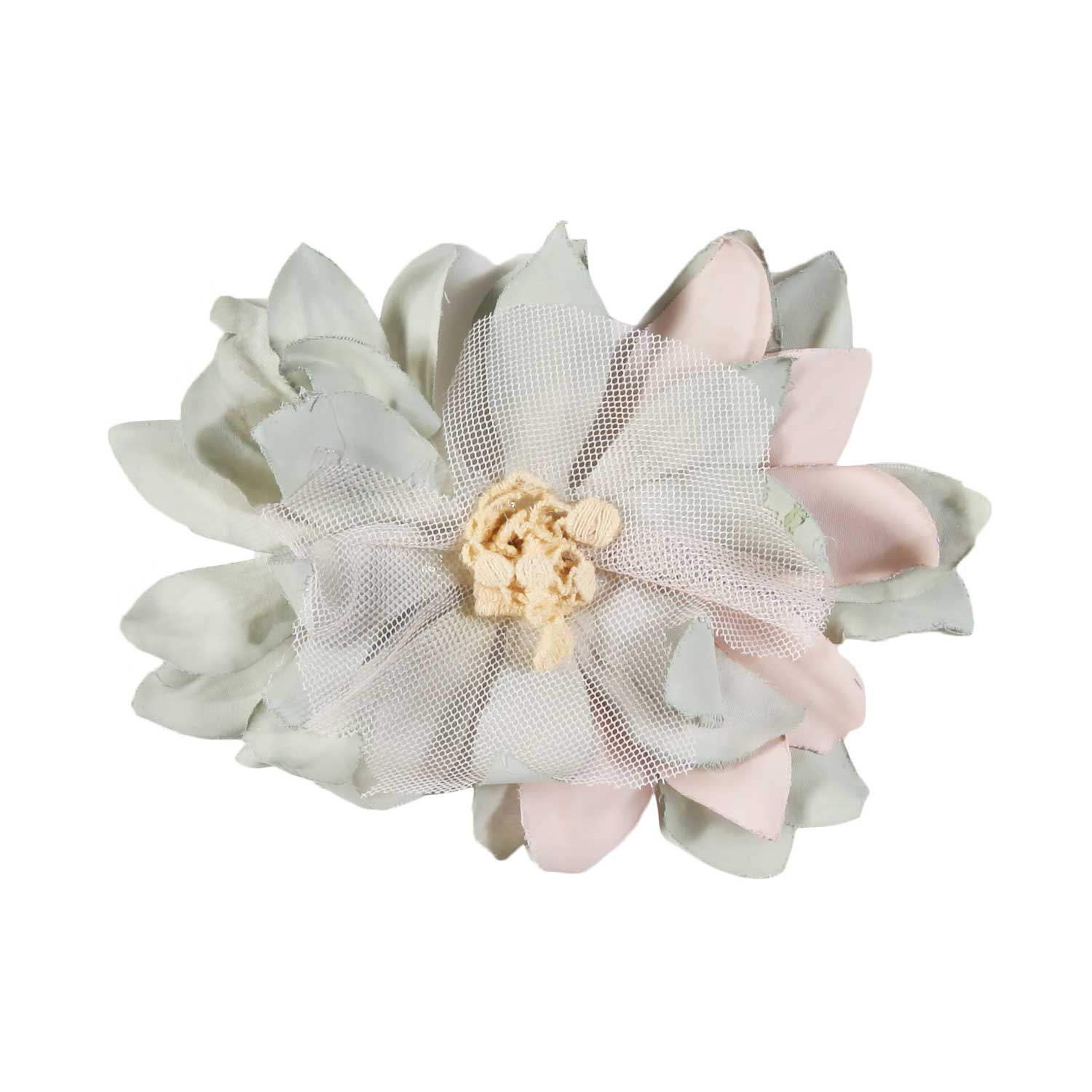 FERMAGLIO FLOREALE VERDE CHIARO E ROSA ANTICO - annameglio.com abbigliamento moda