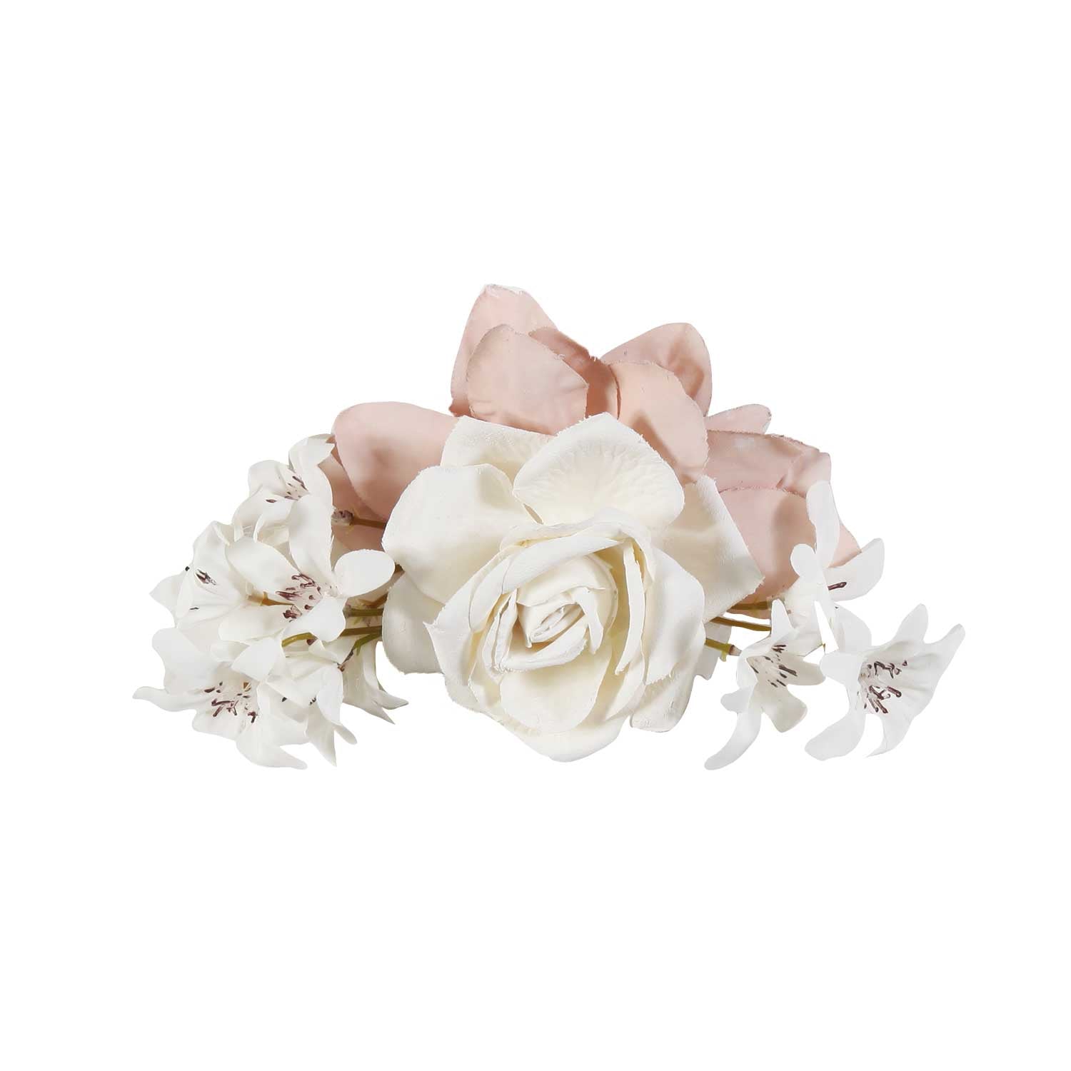 FERMAGLIO FLOREALE BIANCO SPORCO E ROSA ANTICO - annameglio.com abbigliamento moda