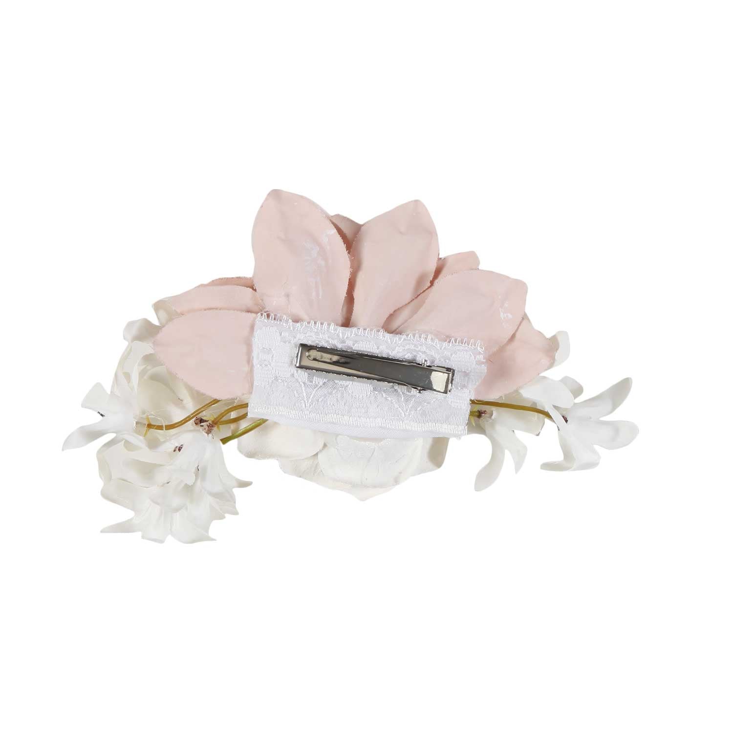 FERMAGLIO FLOREALE BIANCO SPORCO E ROSA ANTICO - annameglio.com abbigliamento moda