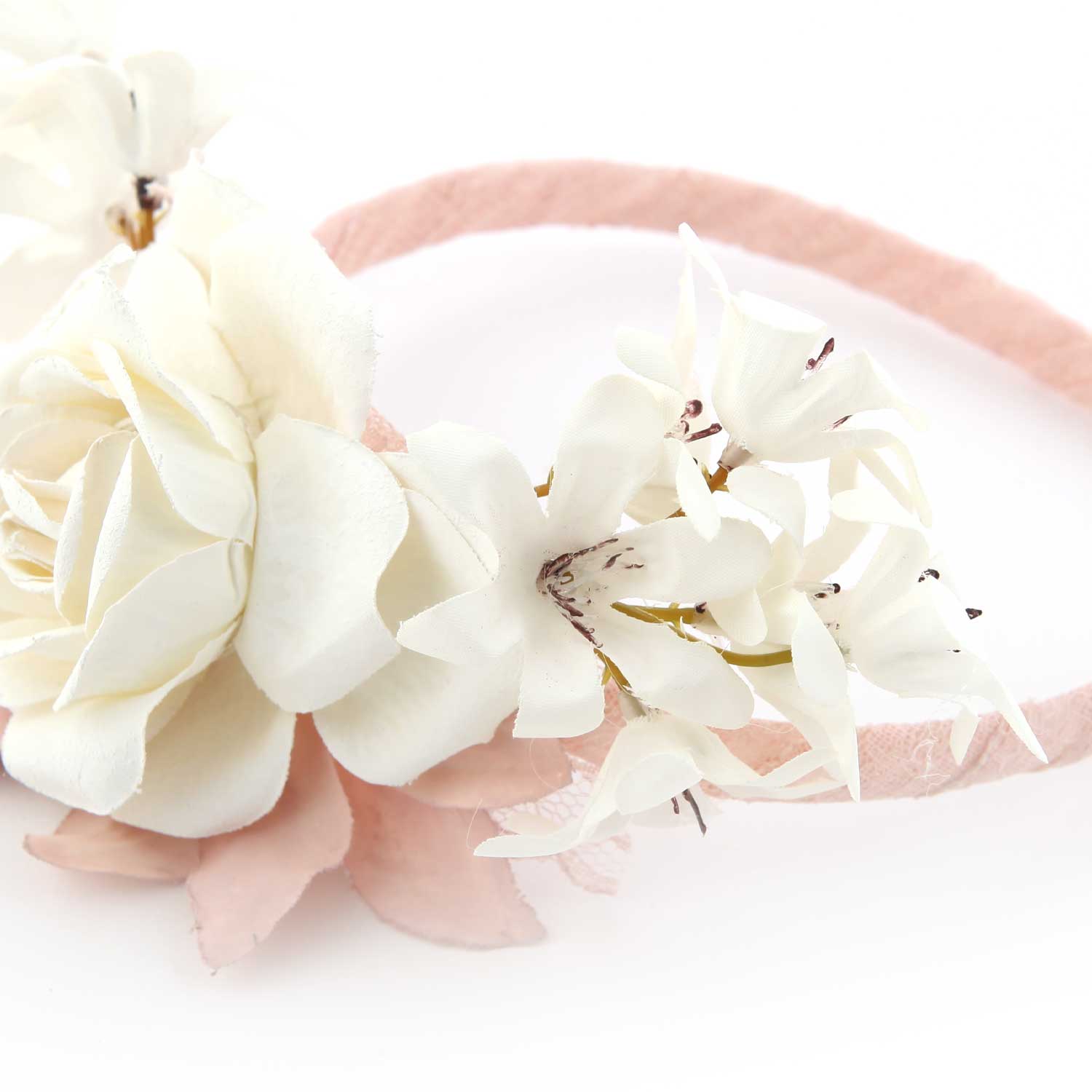 CERCHIETTO FLOREALE ROSA E BIANCO SPORCO - annameglio.com abbigliamento moda