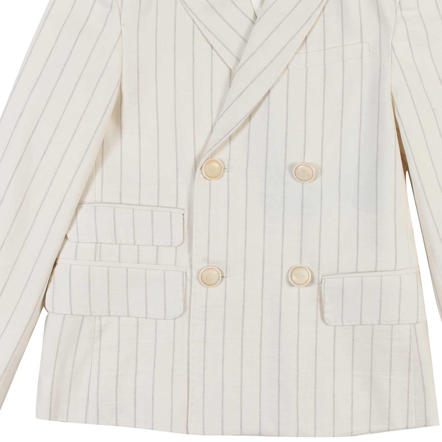 BLAZER LINO DOPPIOPETTO BIANCO LATTE A RIGHE BEIGE - annameglio.com abbigliamento moda