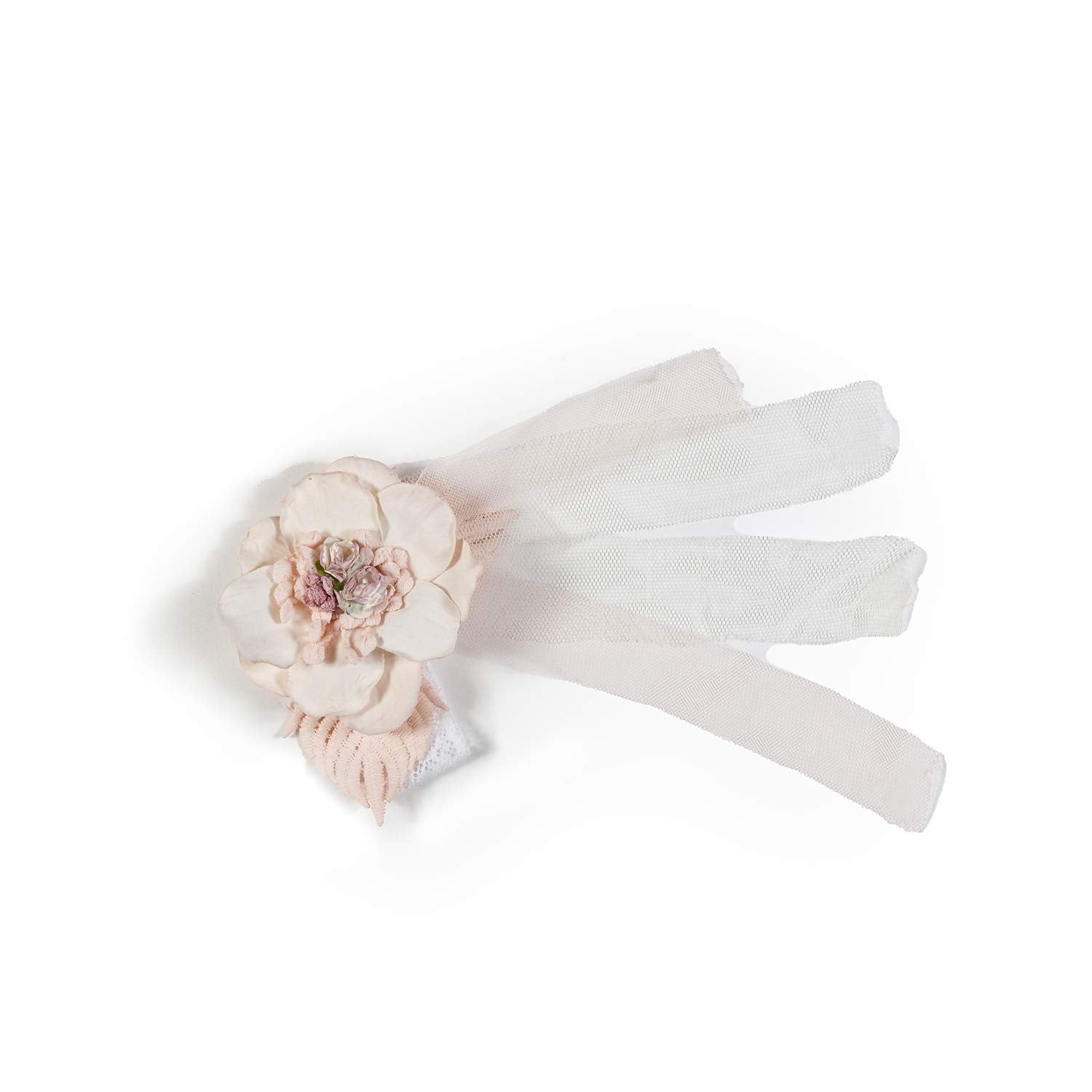 CORONA FLOREALE ROSA PALLIDO E BIANCO AVORIO - annameglio.com abbigliamento moda