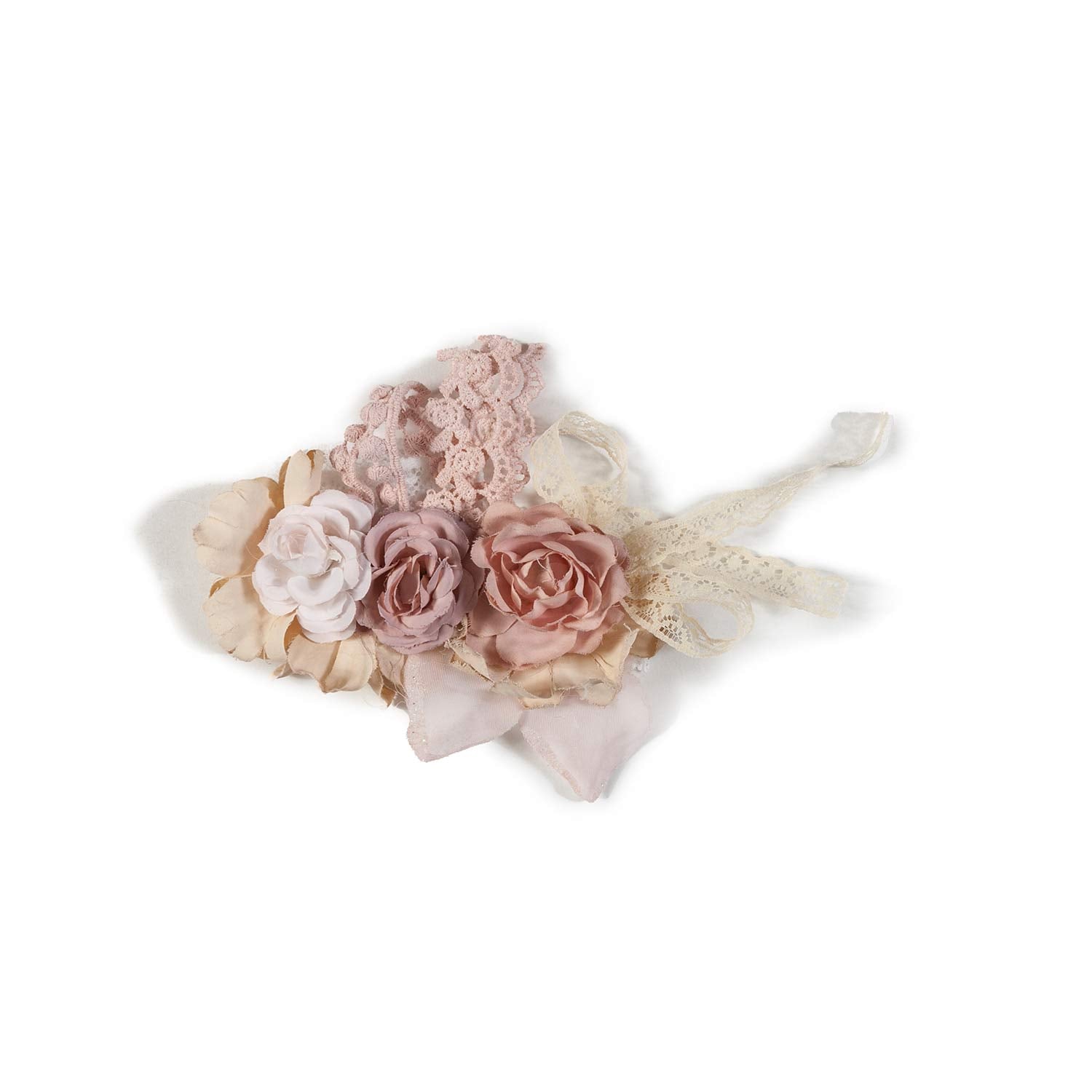 CORONA FLOREALE ROSA ANTICO E BIANCO AVORIO - annameglio.com abbigliamento moda