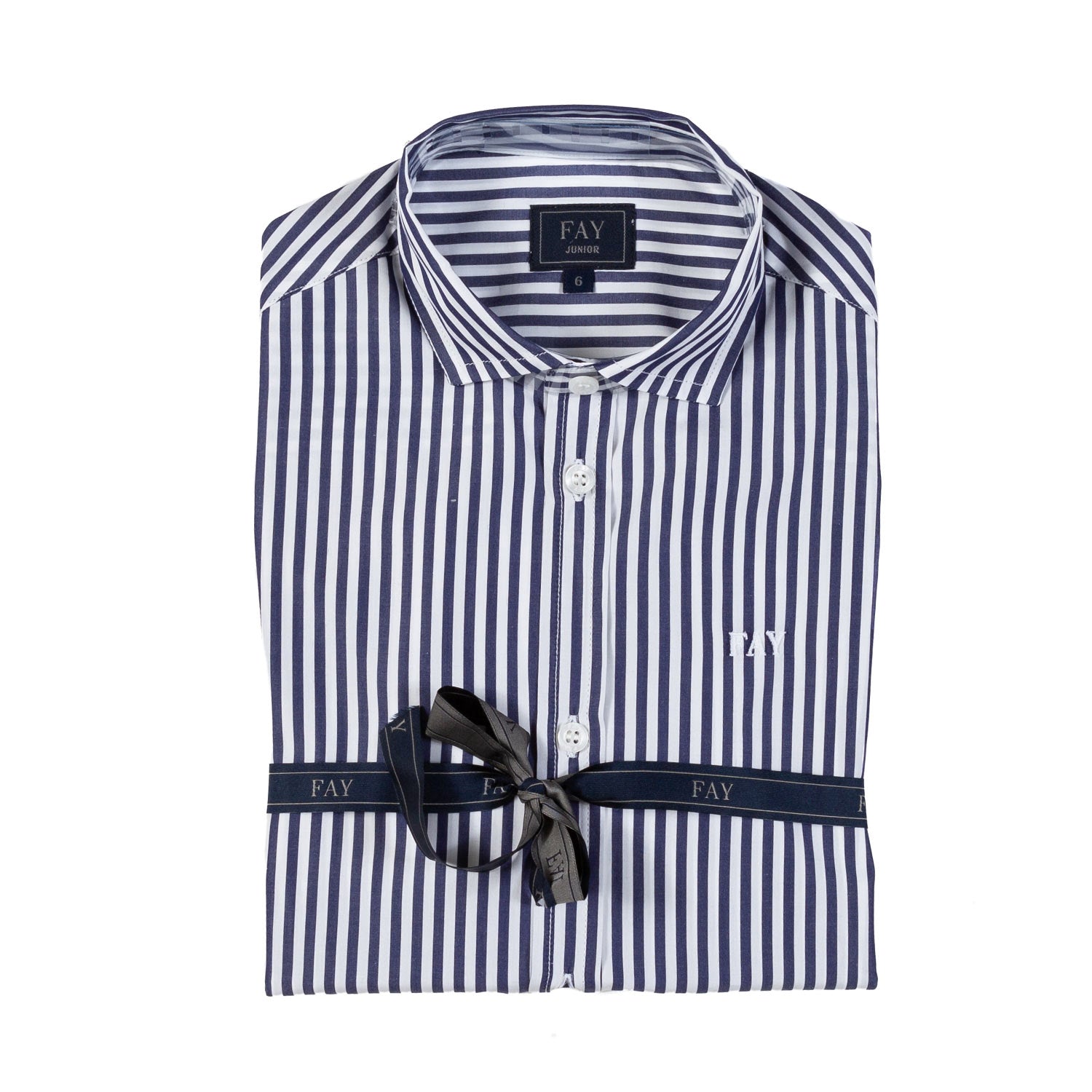 CAMICIA BIANCA E BLU NOTTE A RIGHE BAMBINO E TEEN - annameglio.com abbigliamento moda