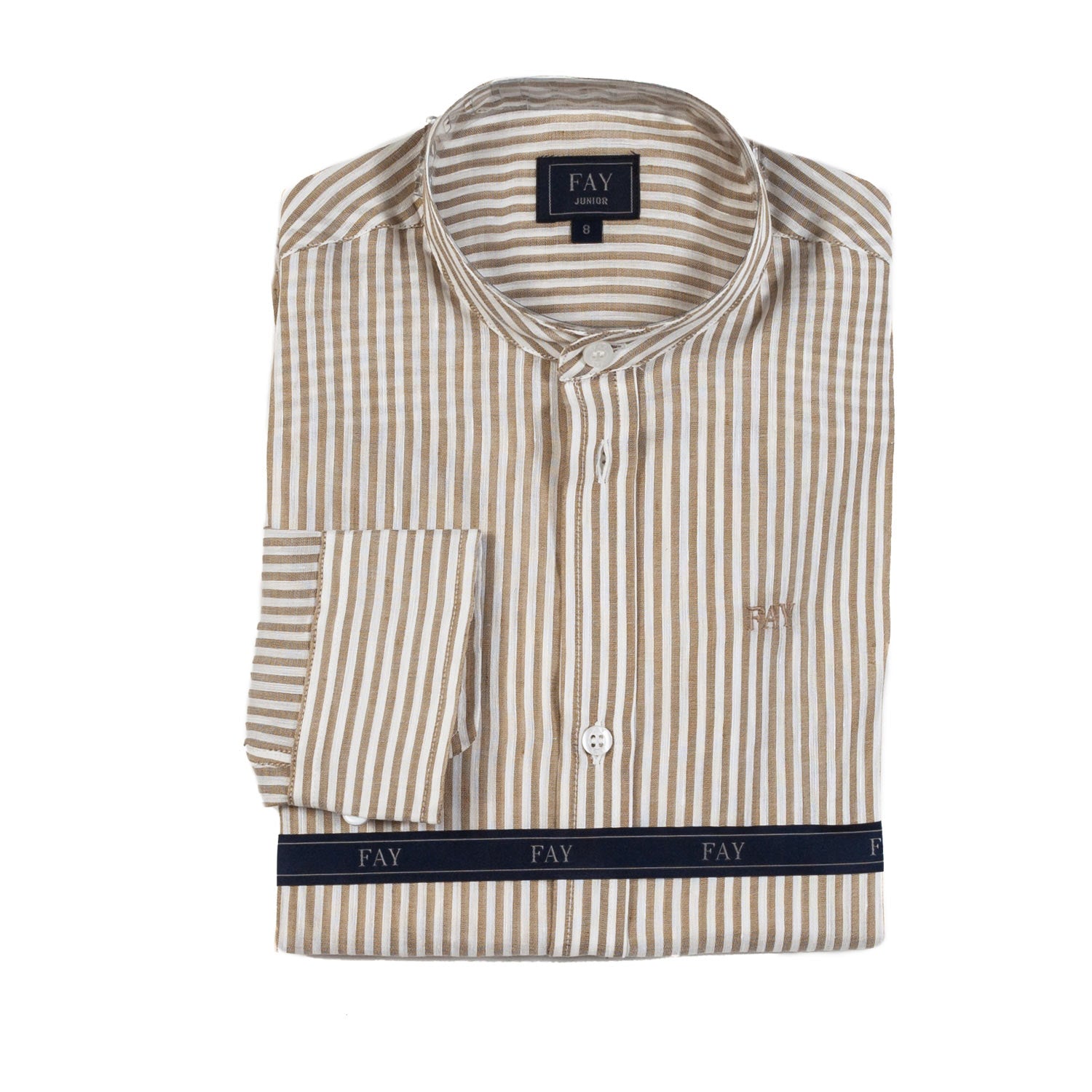 CAMICIA COREANA BIANCA E BEIGE A RIGHE - annameglio.com abbigliamento moda