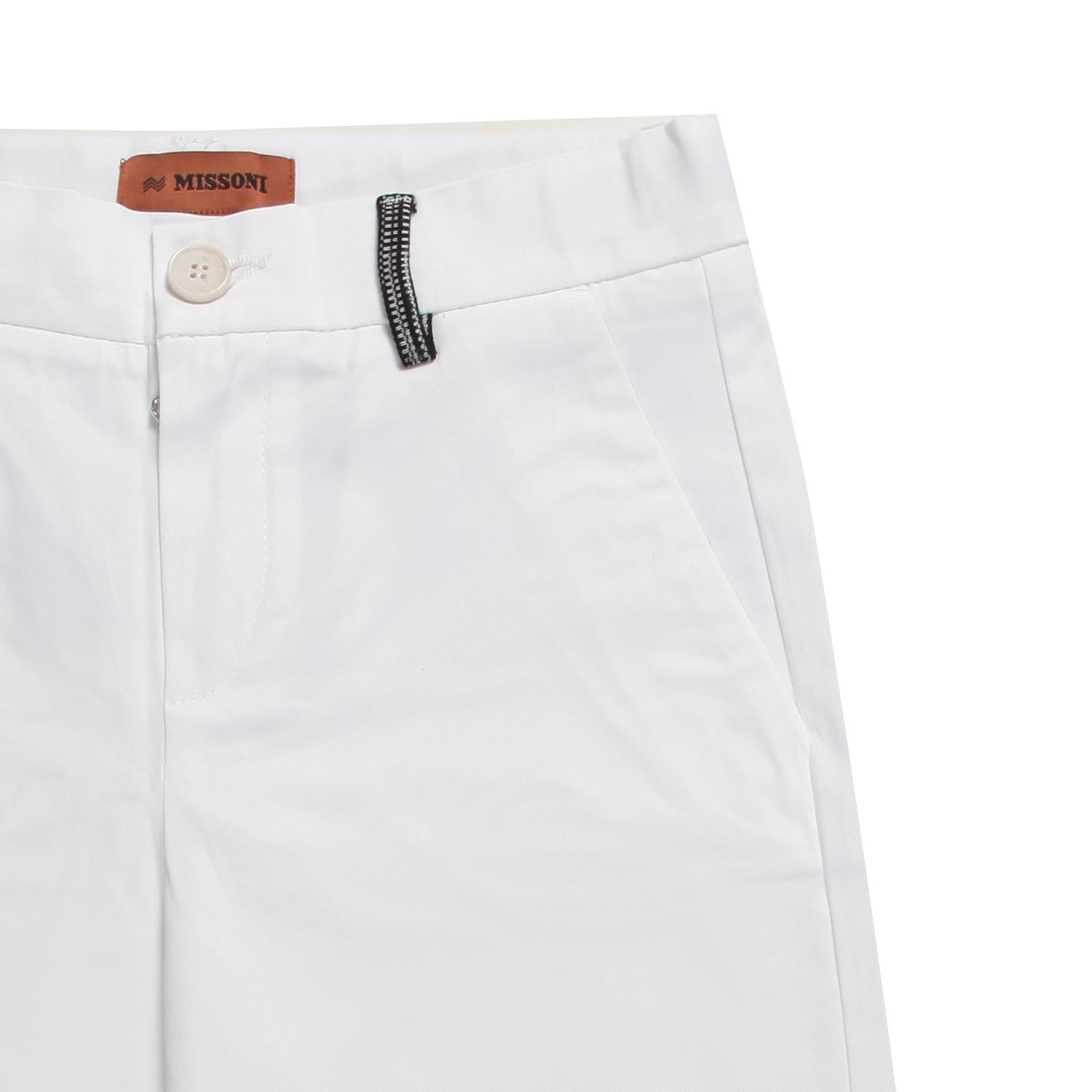 PANTALONE CHINO BIANCO CON DETTAGLI ZIG ZAG - annameglio.com abbigliamento moda