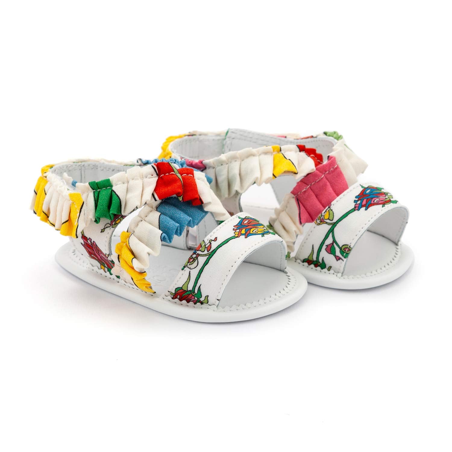 SANDALETTO BIANCO E MULTICOLOR NEONATA - annameglio.com abbigliamento moda