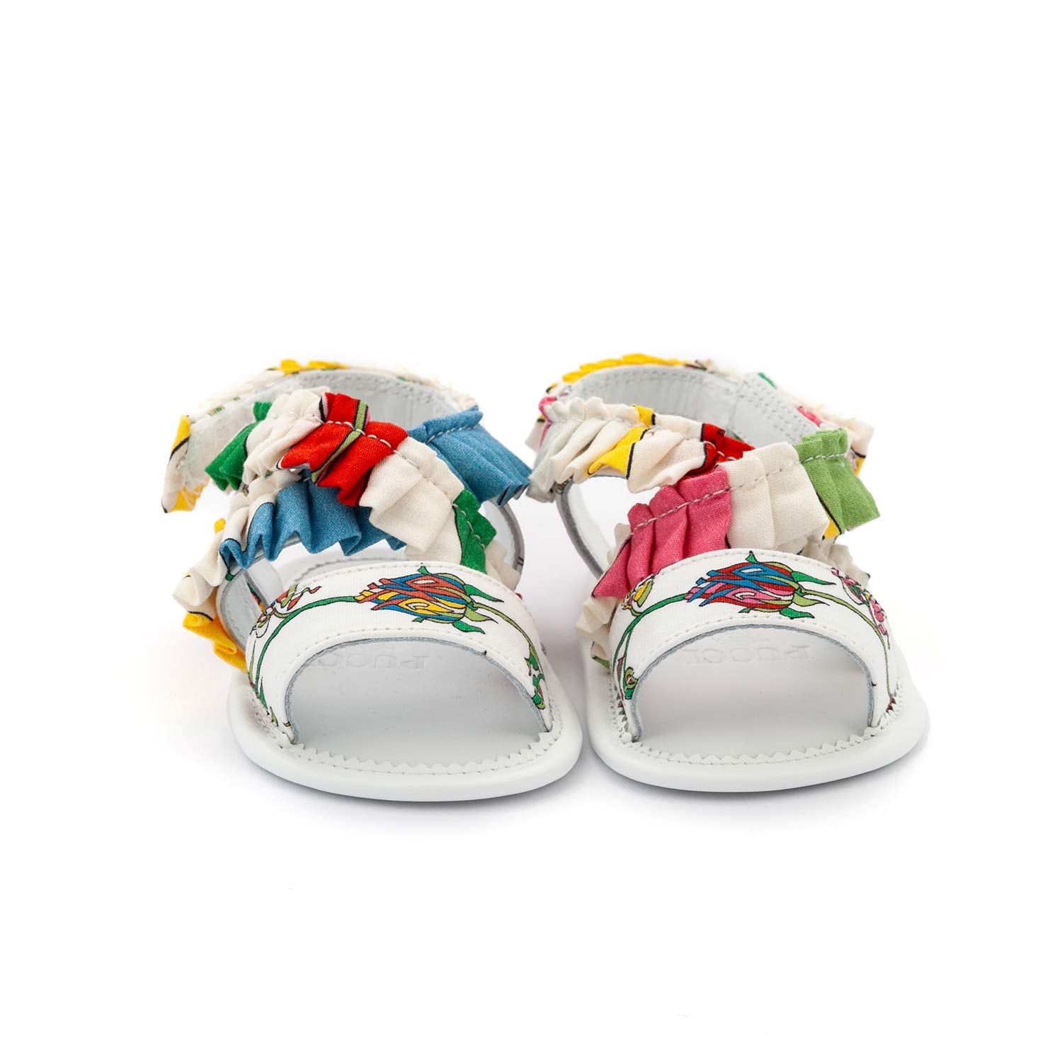 SANDALETTO BIANCO E MULTICOLOR NEONATA - annameglio.com abbigliamento moda