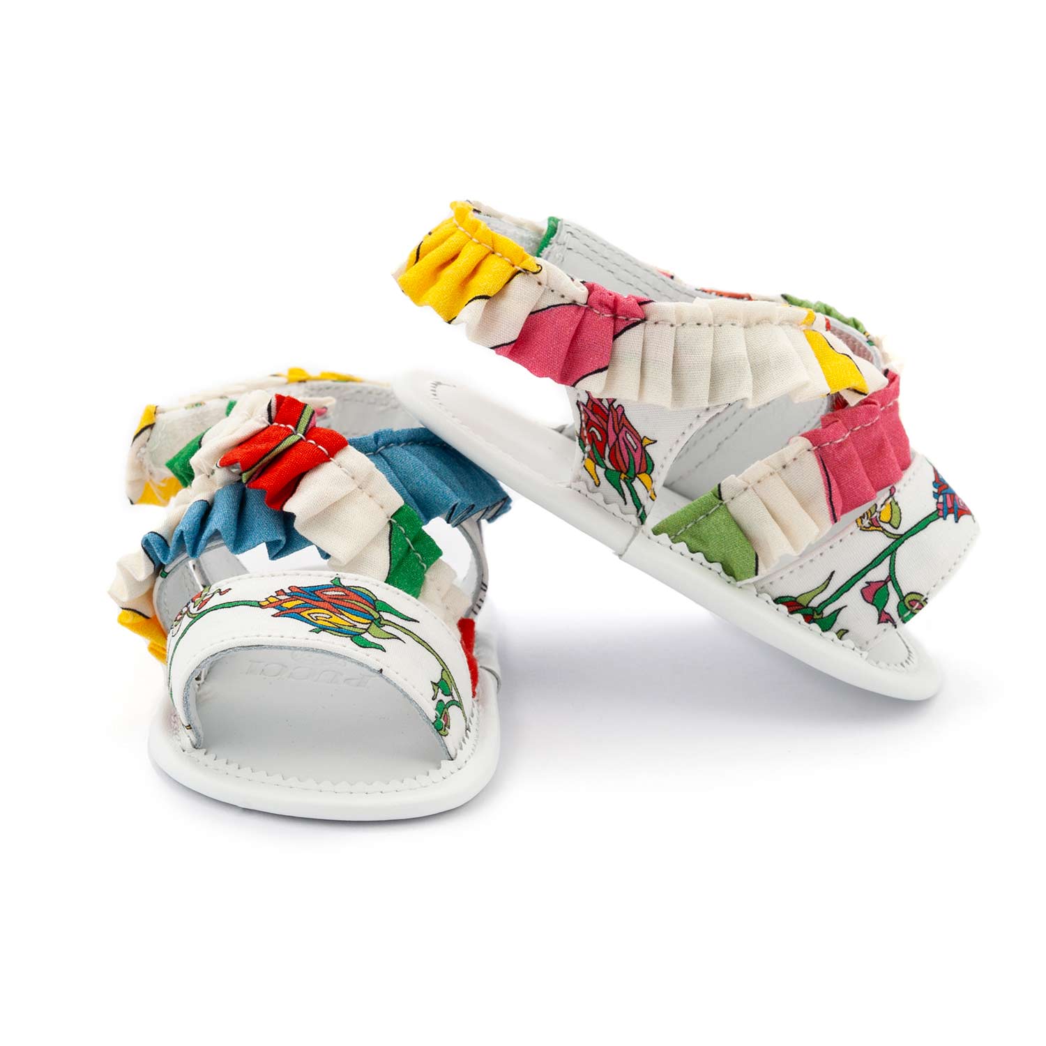 SANDALETTO BIANCO E MULTICOLOR NEONATA - annameglio.com abbigliamento moda