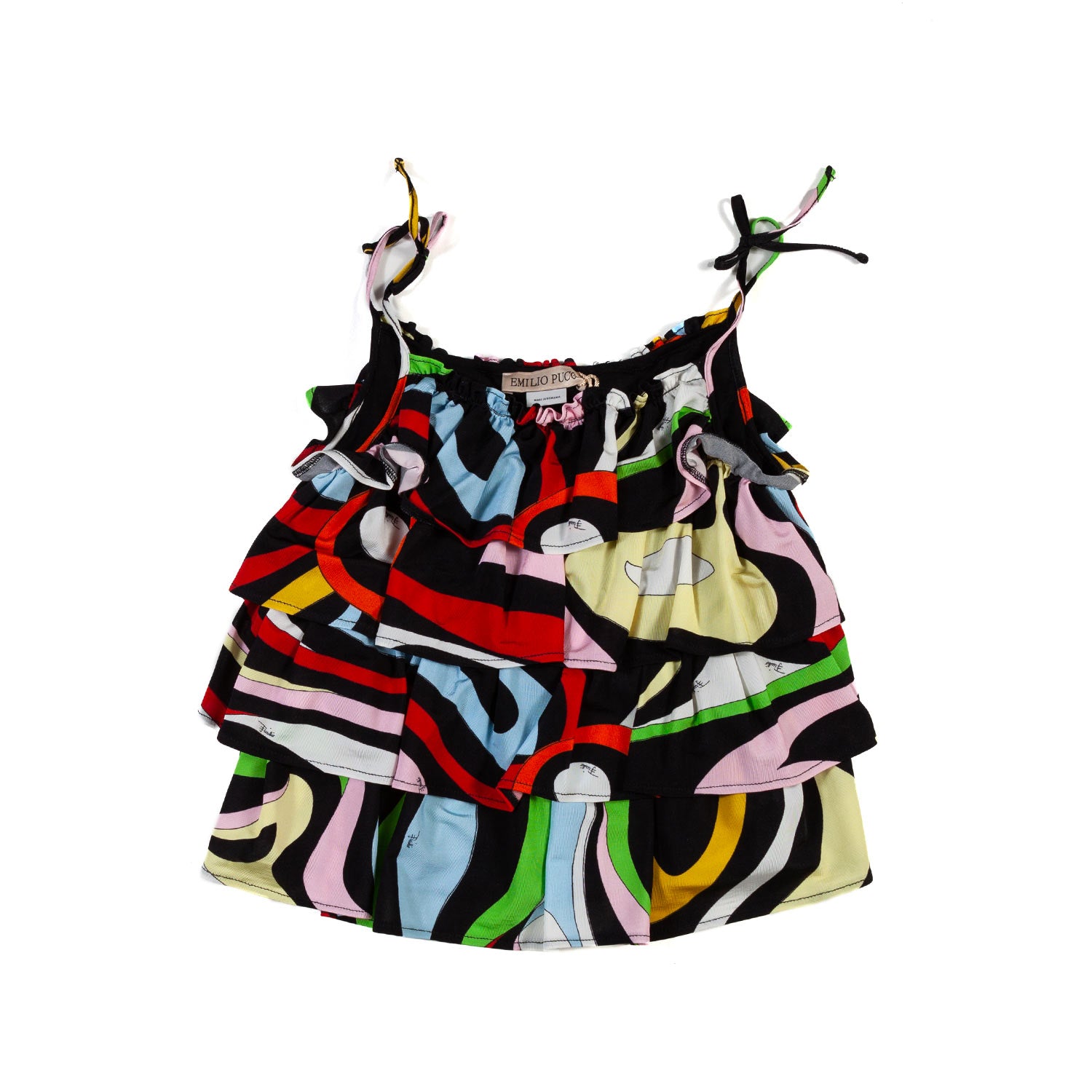 TOP A BALZE NERO E MULTICOLOR BAMBINA E RAGAZZA - annameglio.com abbigliamento moda