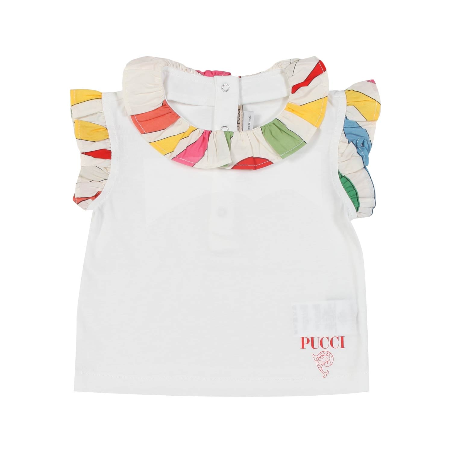 TOP BIANCO CON DETTAGLI MULTICOLOR NEONATA - annameglio.com abbigliamento moda