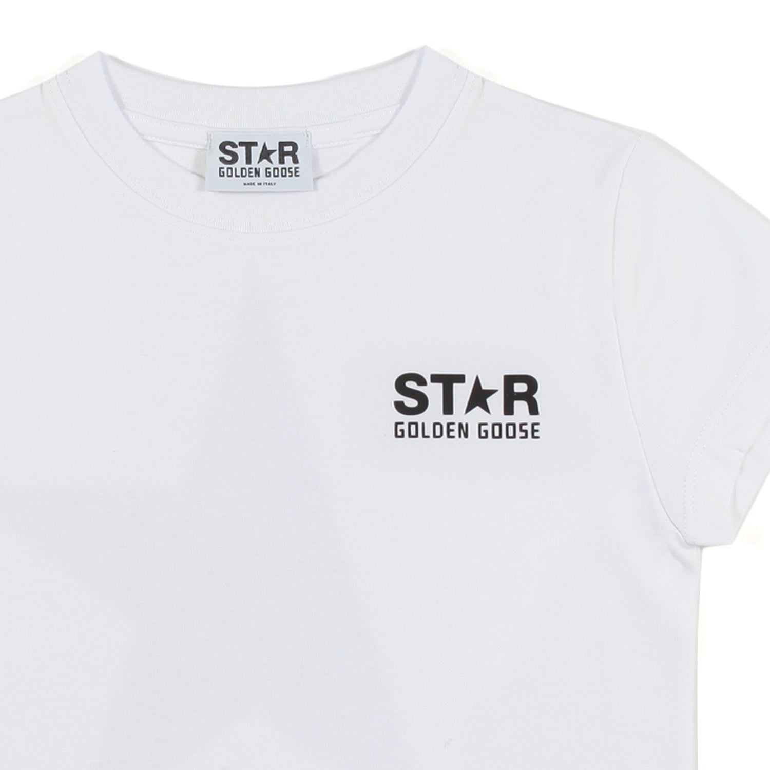T-SHIRT STAR UNISEX BIANCA CON LOGHI NERI - annameglio.com abbigliamento moda
