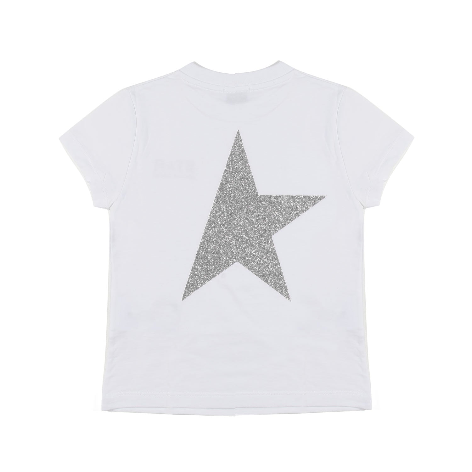 T-SHIRT STAR BIANCA CON LOGHI ARGENTO GLITTER - annameglio.com abbigliamento moda