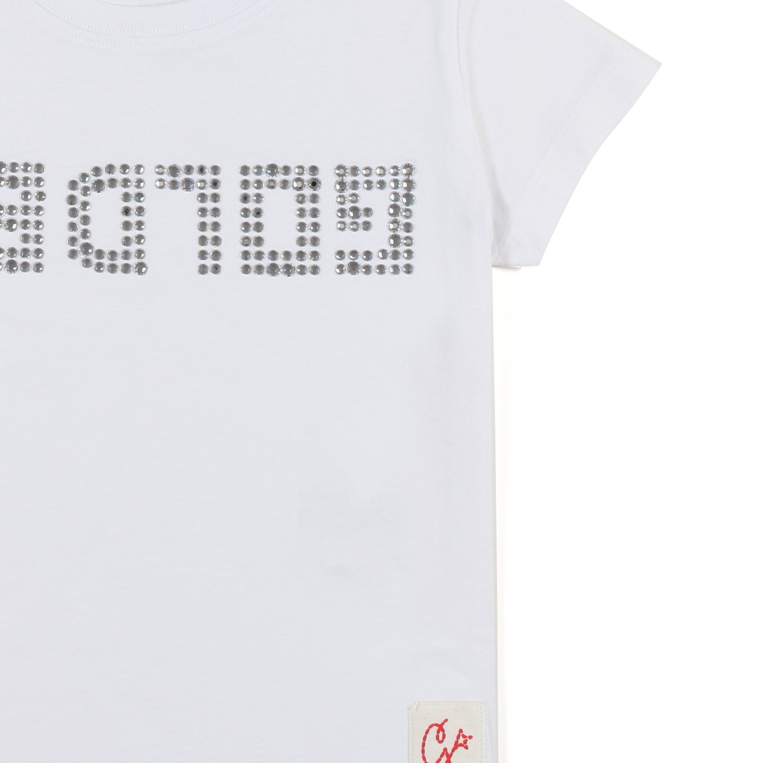 T-SHIRT BIANCA CON LOGO STRASS BAMBINA - annameglio.com abbigliamento moda