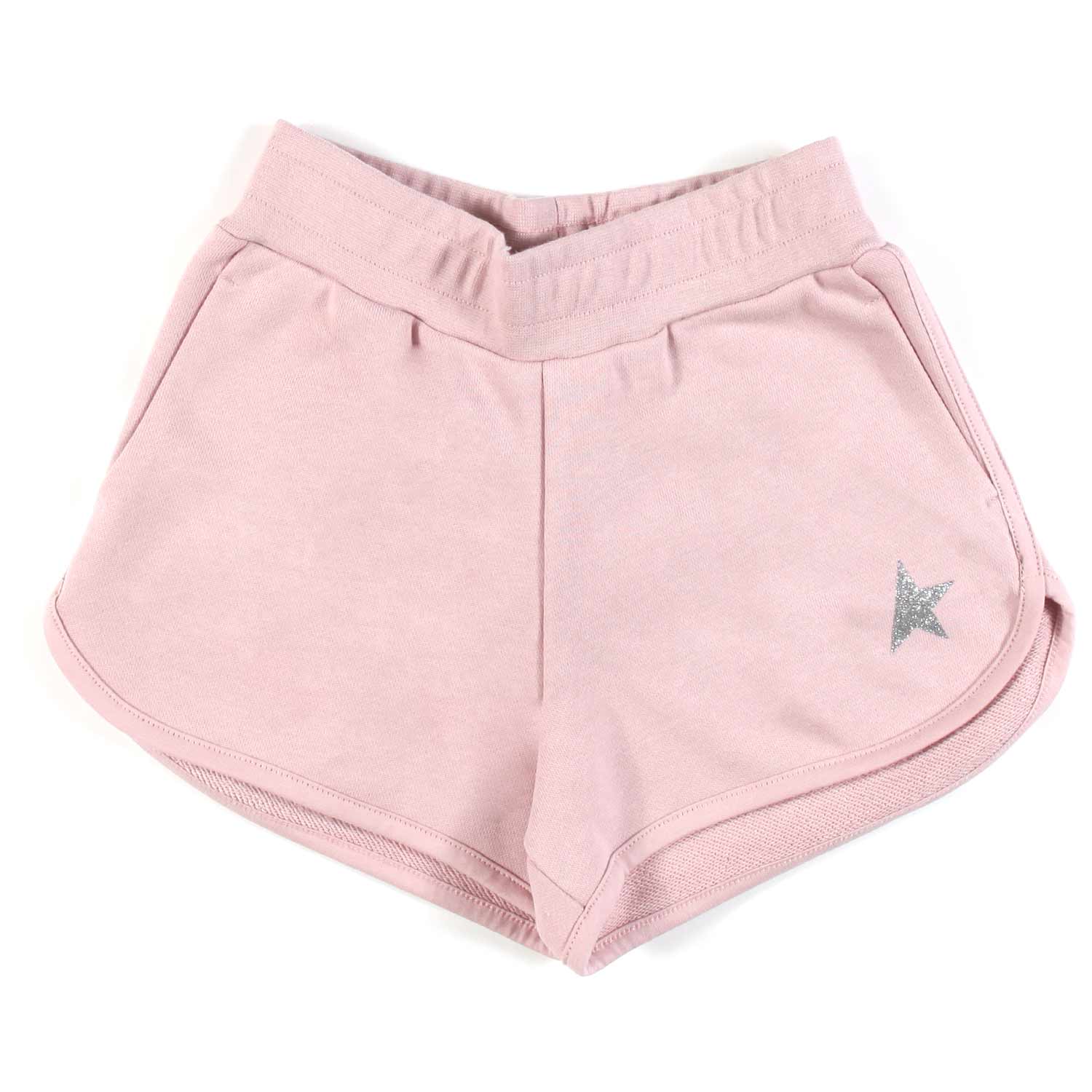 SHORTS ROSA CON STELLA ARGENTO GLITTER BAMBINA - annameglio.com abbigliamento moda