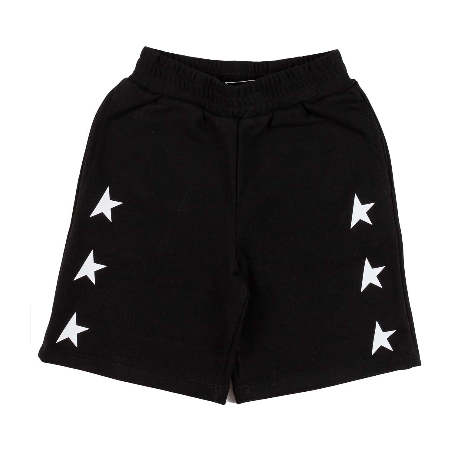 SHORTS FELPA UNISEX NERI CON STELLE BIANCHE TEEN - annameglio.com abbigliamento moda
