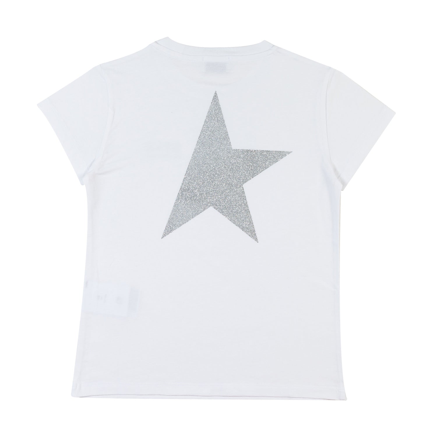 T-SHIRT STAR BIANCA CON LOGHI ARGENTO GLITTER TEEN - annameglio.com abbigliamento moda