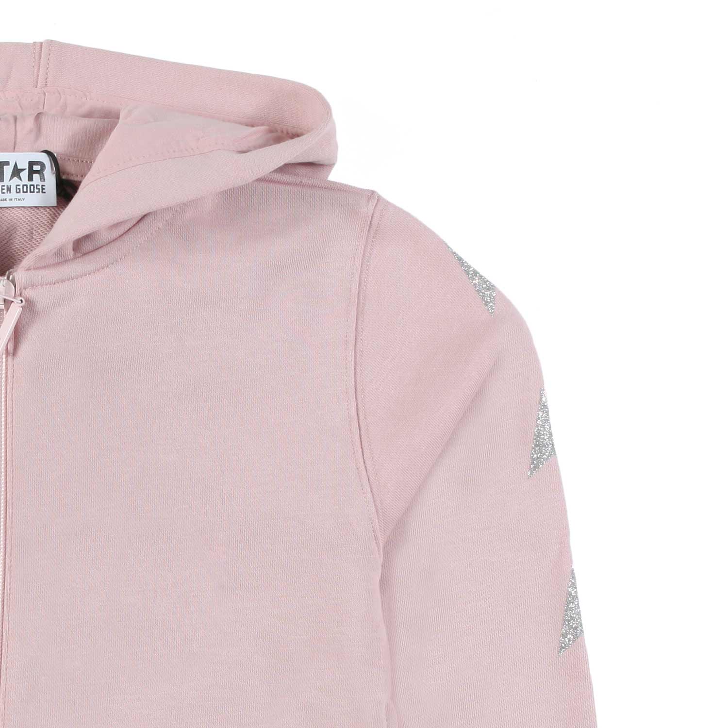 FELPA HOODIE ROSA CON STELLE SILVER BAMBINA TEEN - annameglio.com abbigliamento moda