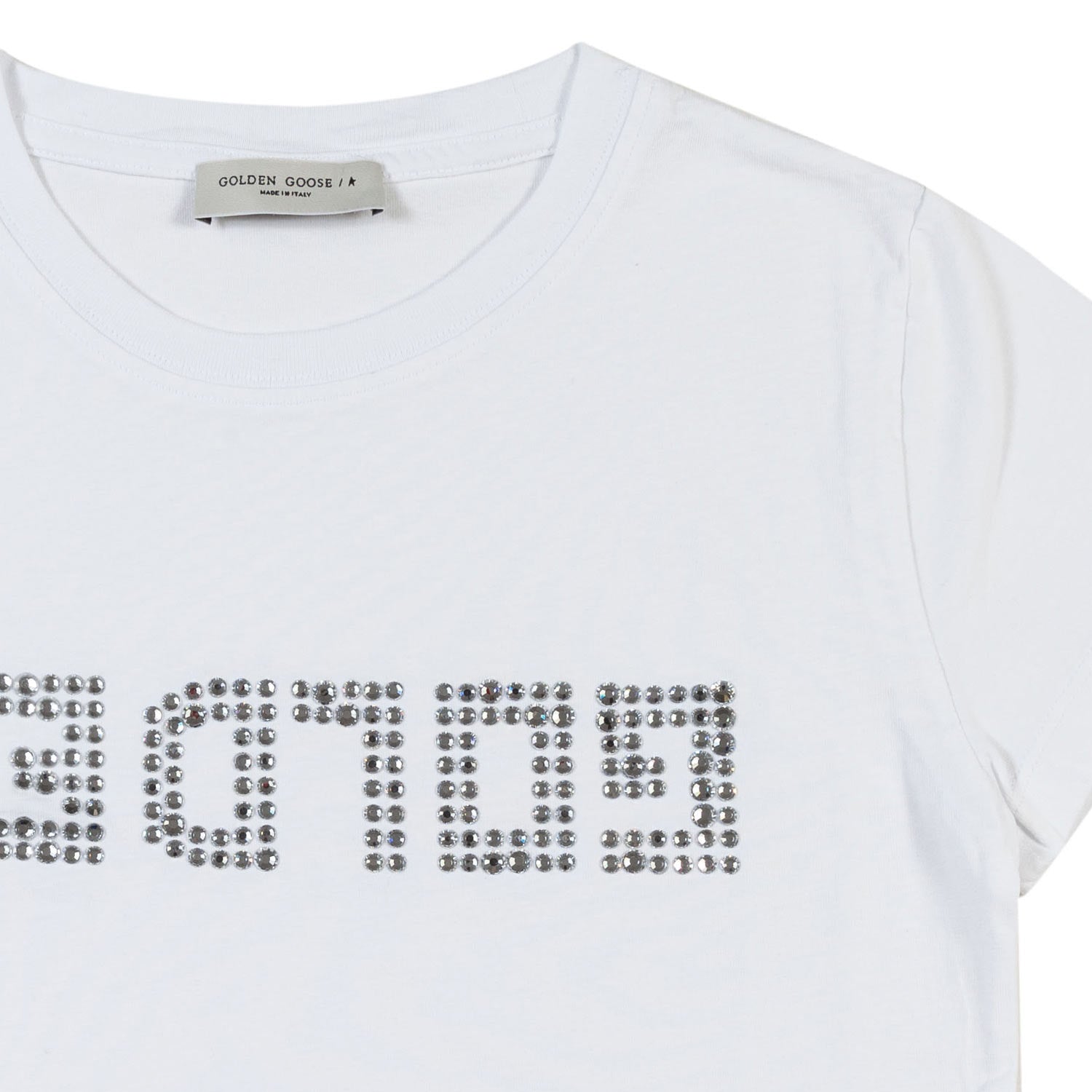 T-SHIRT BIANCA CON LOGO STRASS BAMBINA TEEN - annameglio.com abbigliamento moda