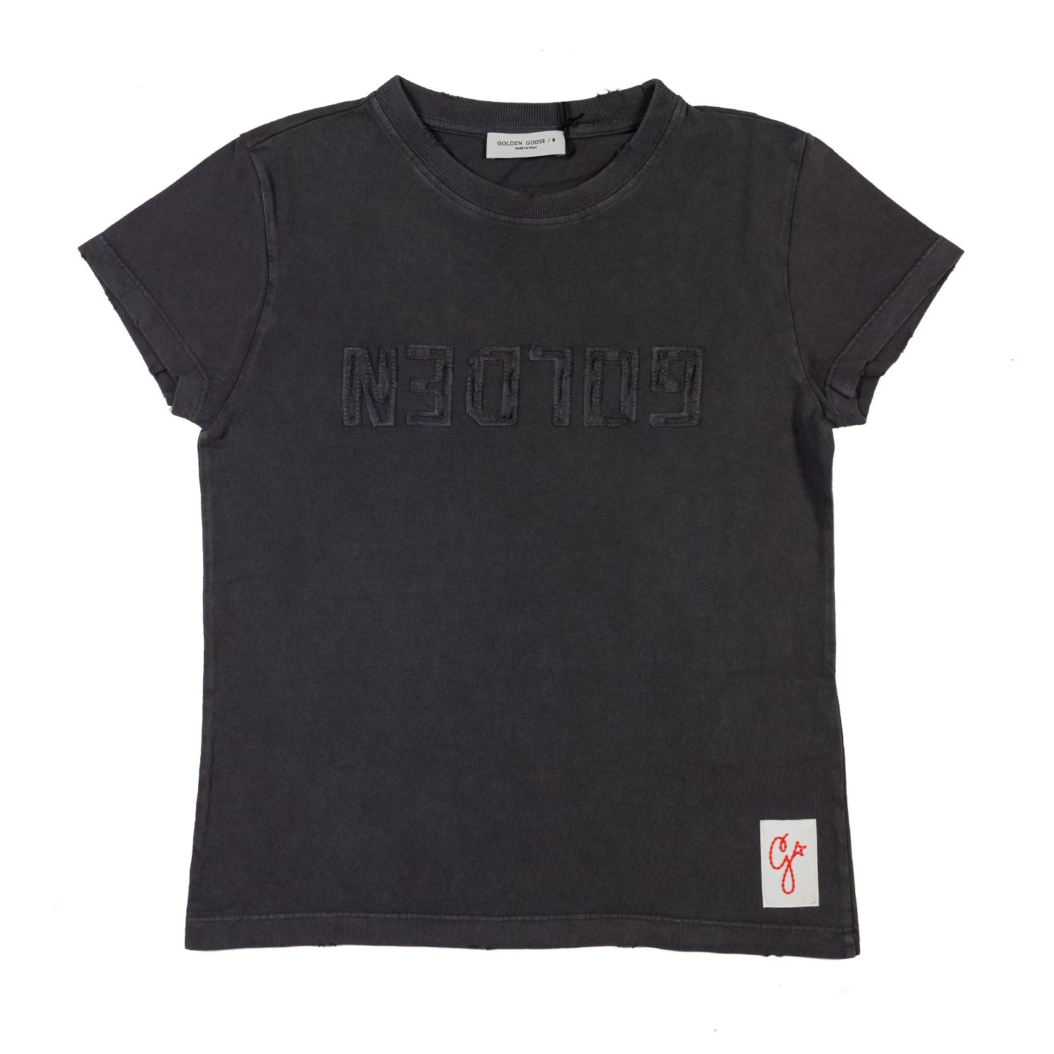 T-SHIRT ANTRACITE CON LOGO CUCITO BAMBINA TEEN - annameglio.com abbigliamento moda