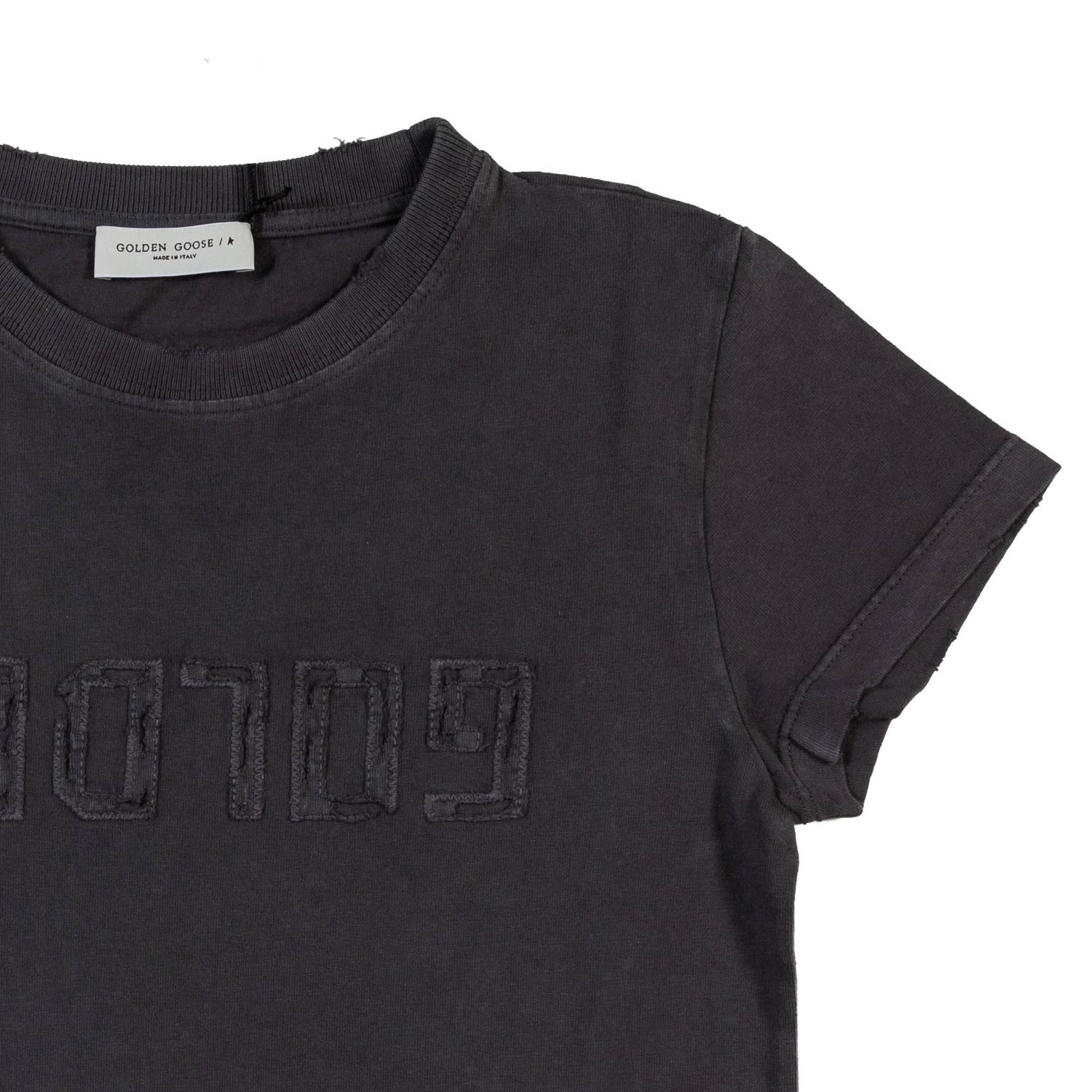 T-SHIRT ANTRACITE CON LOGO CUCITO BAMBINA TEEN - annameglio.com abbigliamento moda