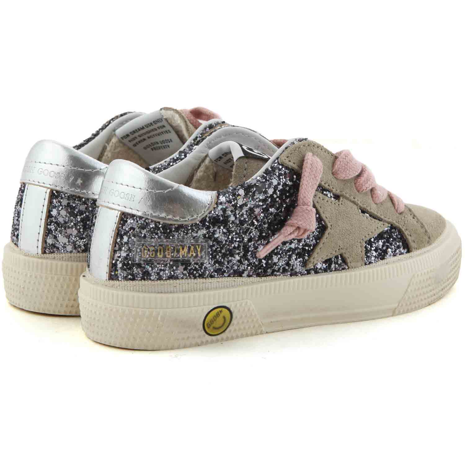 SNEAKER MAY GLITTER TORTORA E ARGENTO BAMBINA - annameglio.com abbigliamento moda