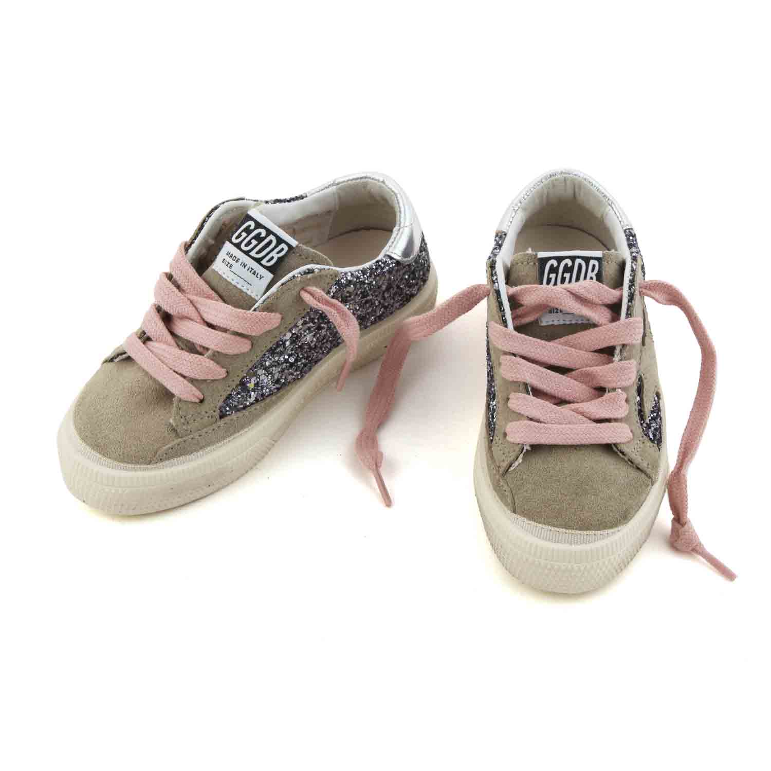 SNEAKER MAY GLITTER TORTORA E ARGENTO BAMBINA JR - annameglio.com abbigliamento moda
