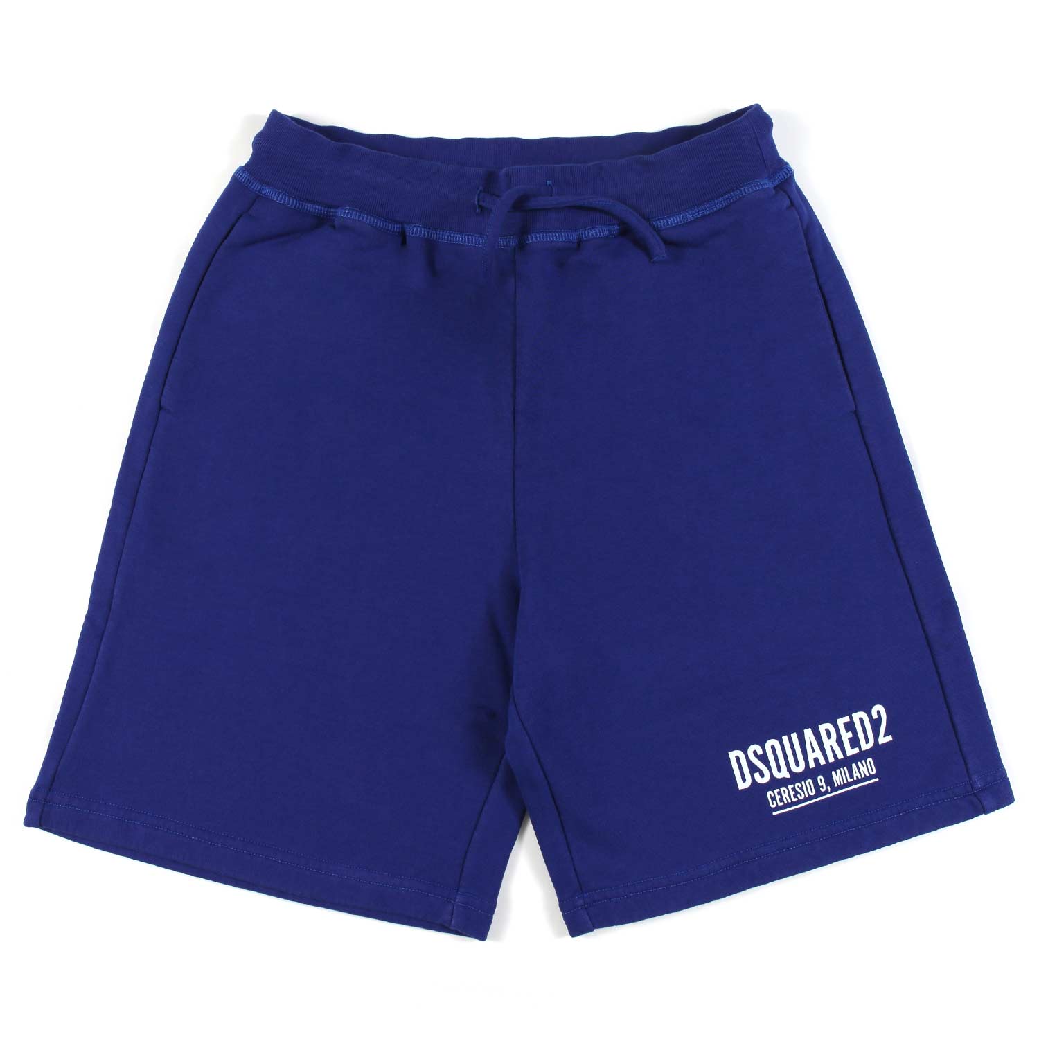 SHORTS IN FELPA BLU CON LOGO MILANO BIANCO - annameglio.com abbigliamento moda