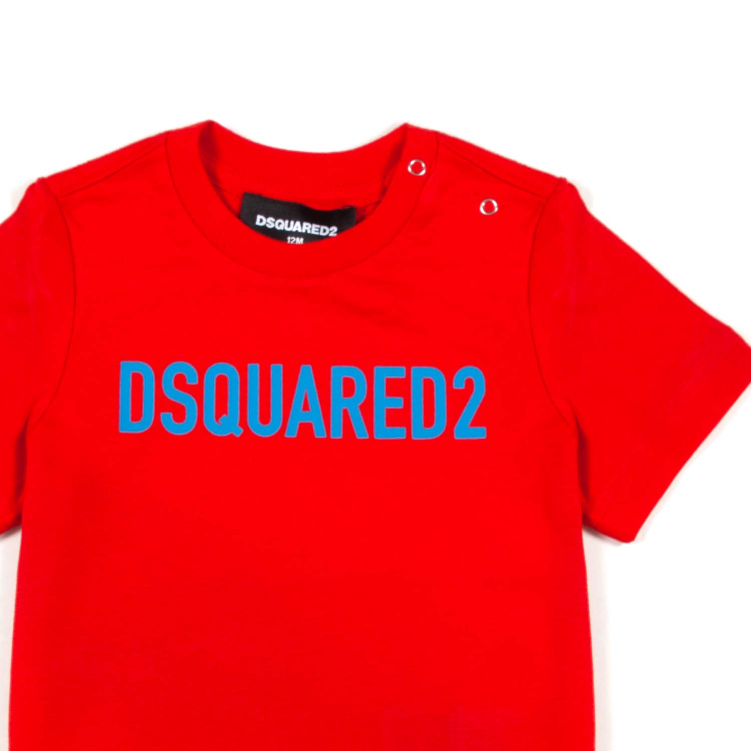 BABY T-SHIRT UNISEX ROSSA CON LOGO ESTESO AZZURRO - annameglio.com abbigliamento moda