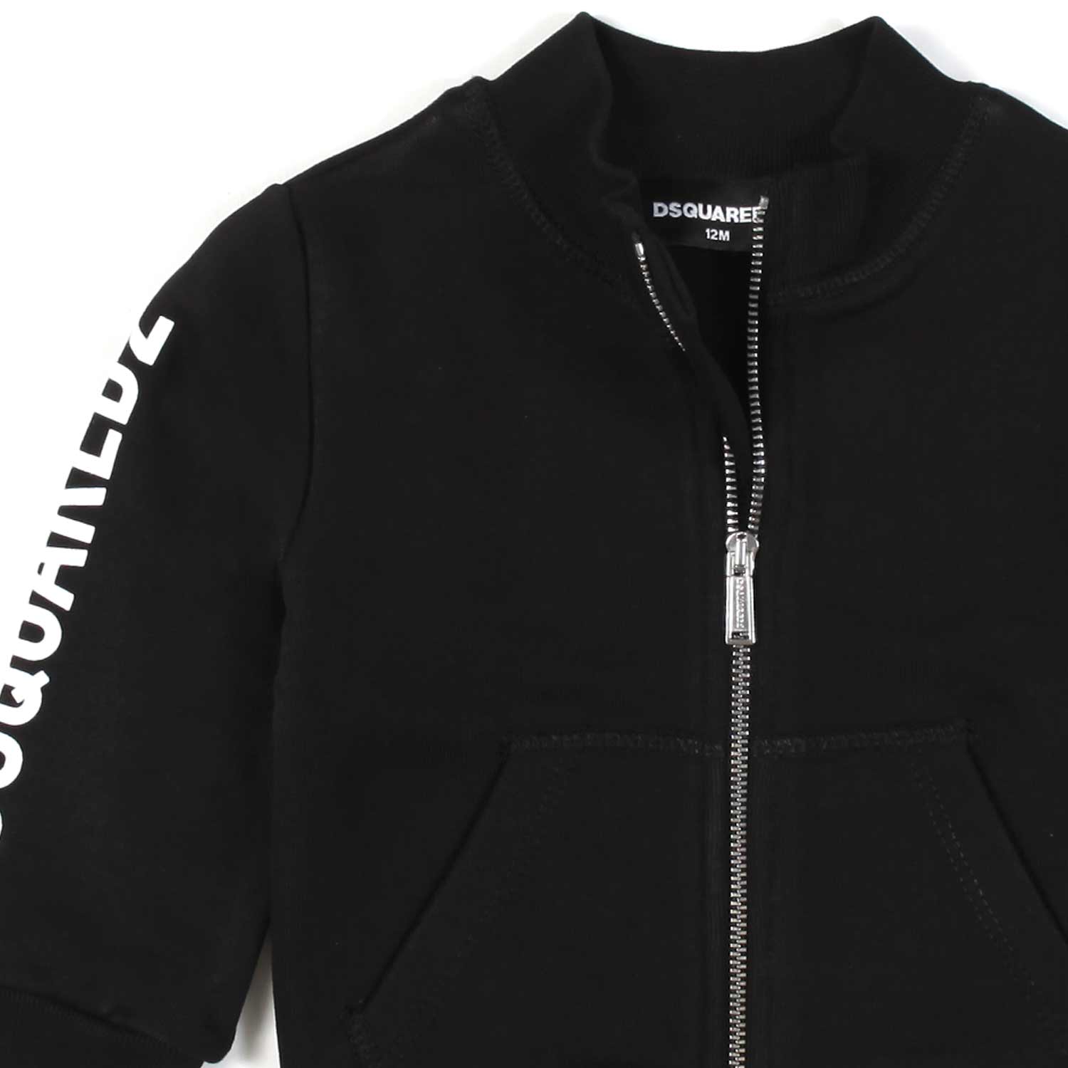 FELPA NERA CON LOGO BIANCO E CHIUSURA ZIP BIMBO - annameglio.com abbigliamento moda