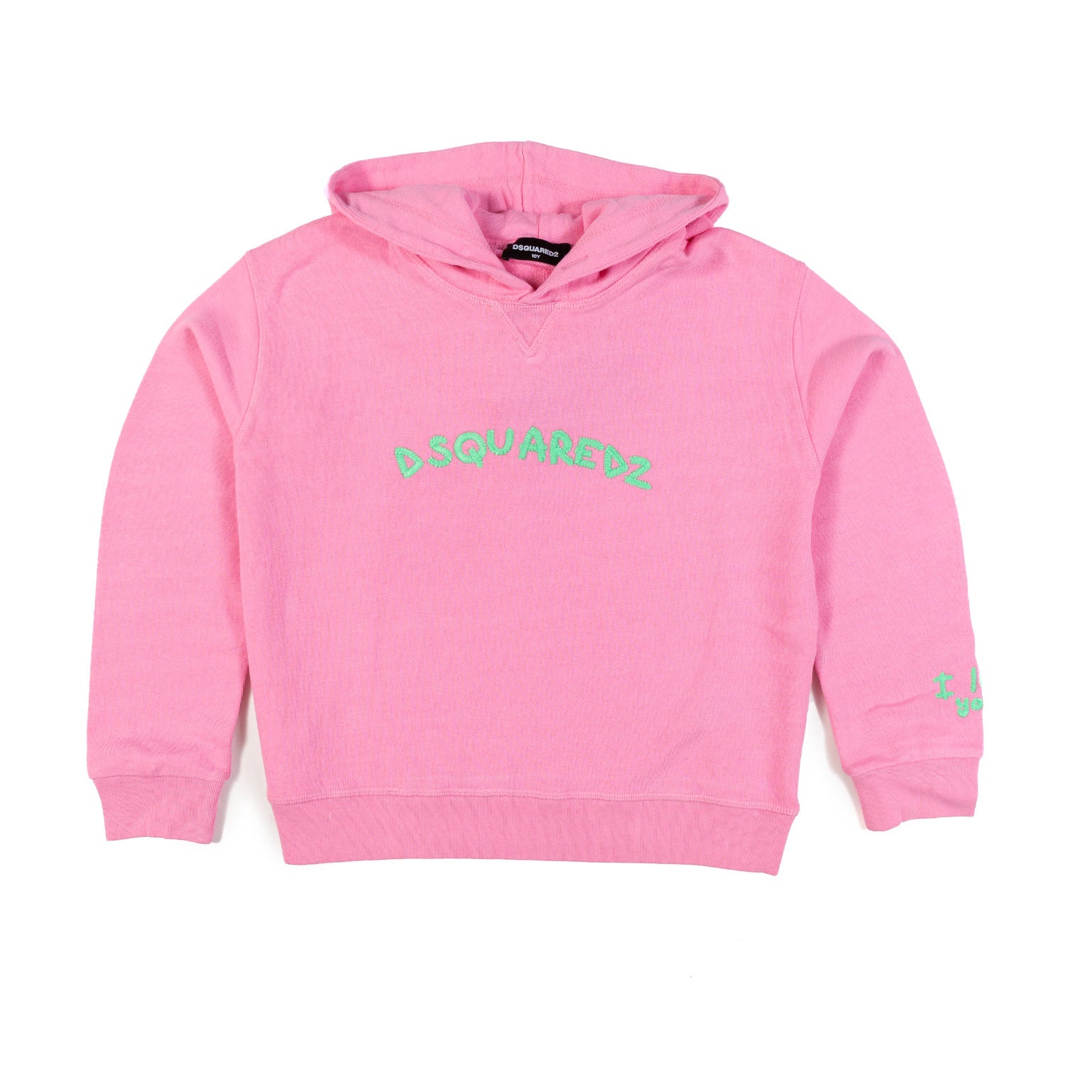 FELPA HOODIE ROSA CON LOGO RICAMATO VERDE - annameglio.com abbigliamento moda