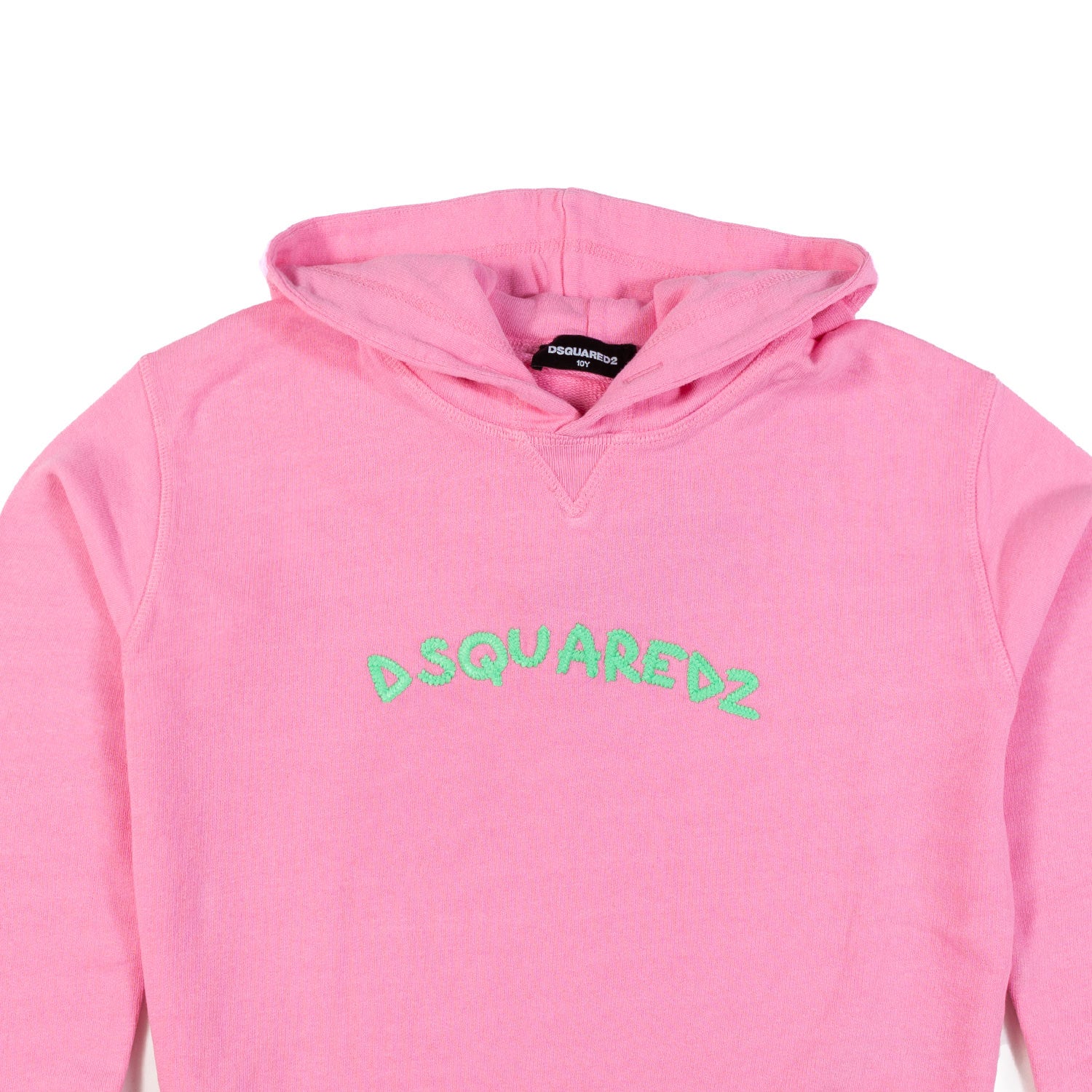 FELPA HOODIE ROSA CON LOGO RICAMATO VERDE - annameglio.com abbigliamento moda
