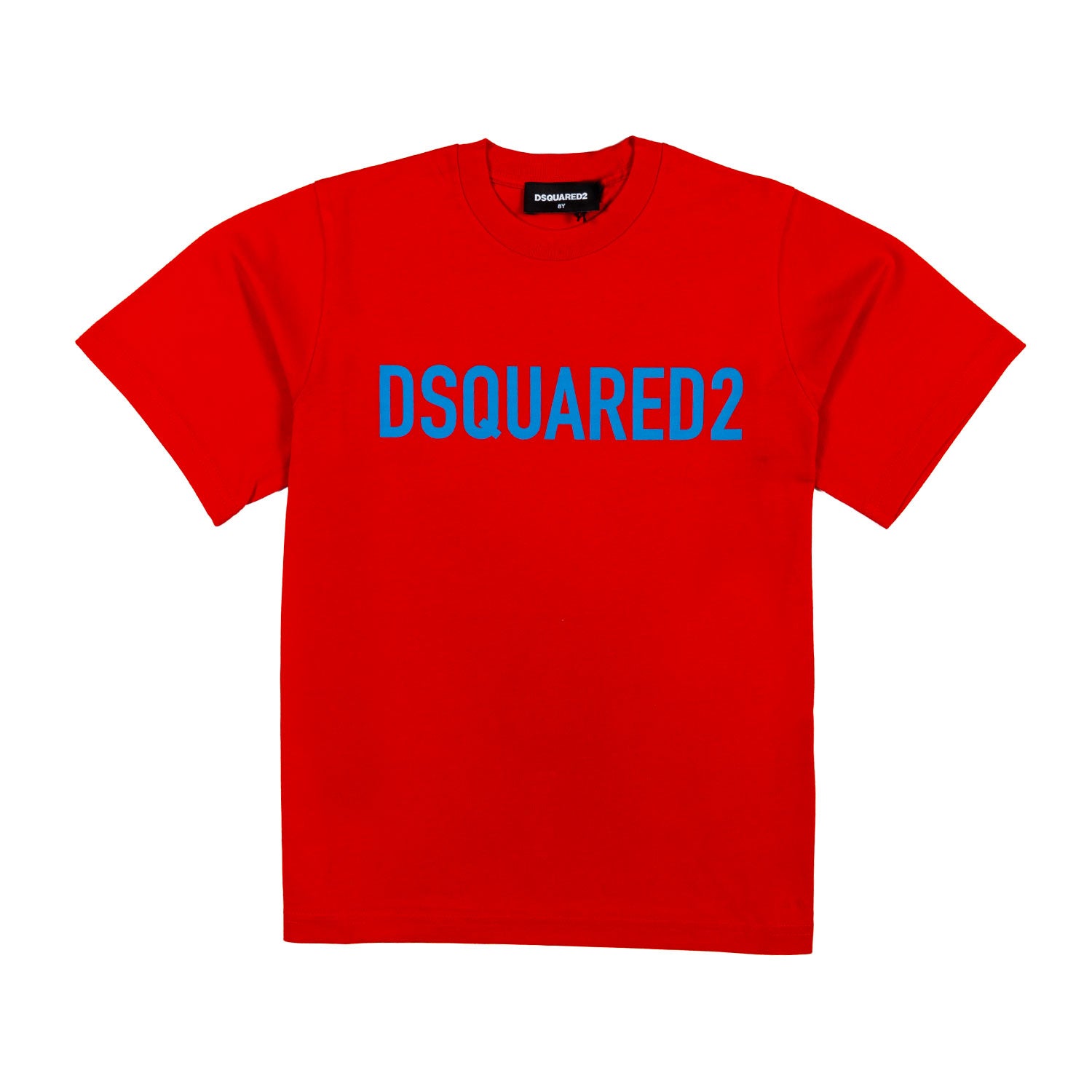 T-SHIRT ROSSA CON LOGO ESTESO AZZURRO - annameglio.com abbigliamento moda