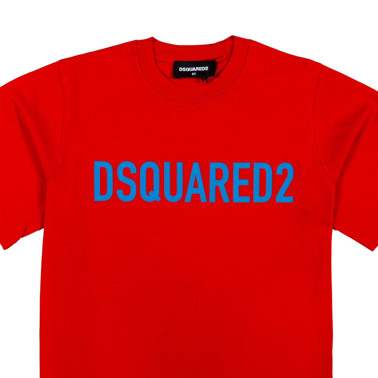 T-SHIRT ROSSA CON LOGO ESTESO AZZURRO - annameglio.com abbigliamento moda