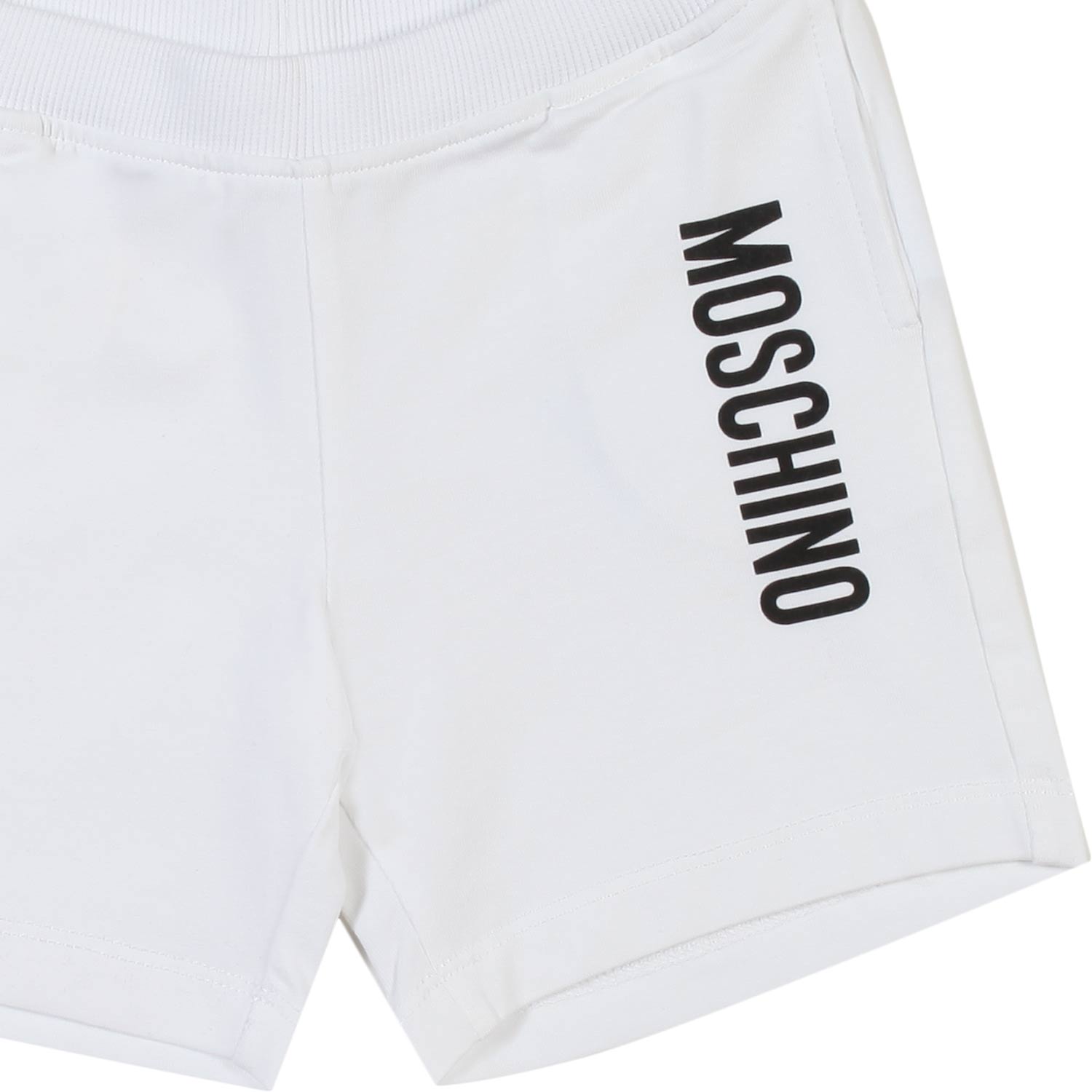 SHORTS FELPA BIANCO CON LOGO NERO BIMBO E BIMBA - annameglio.com abbigliamento moda