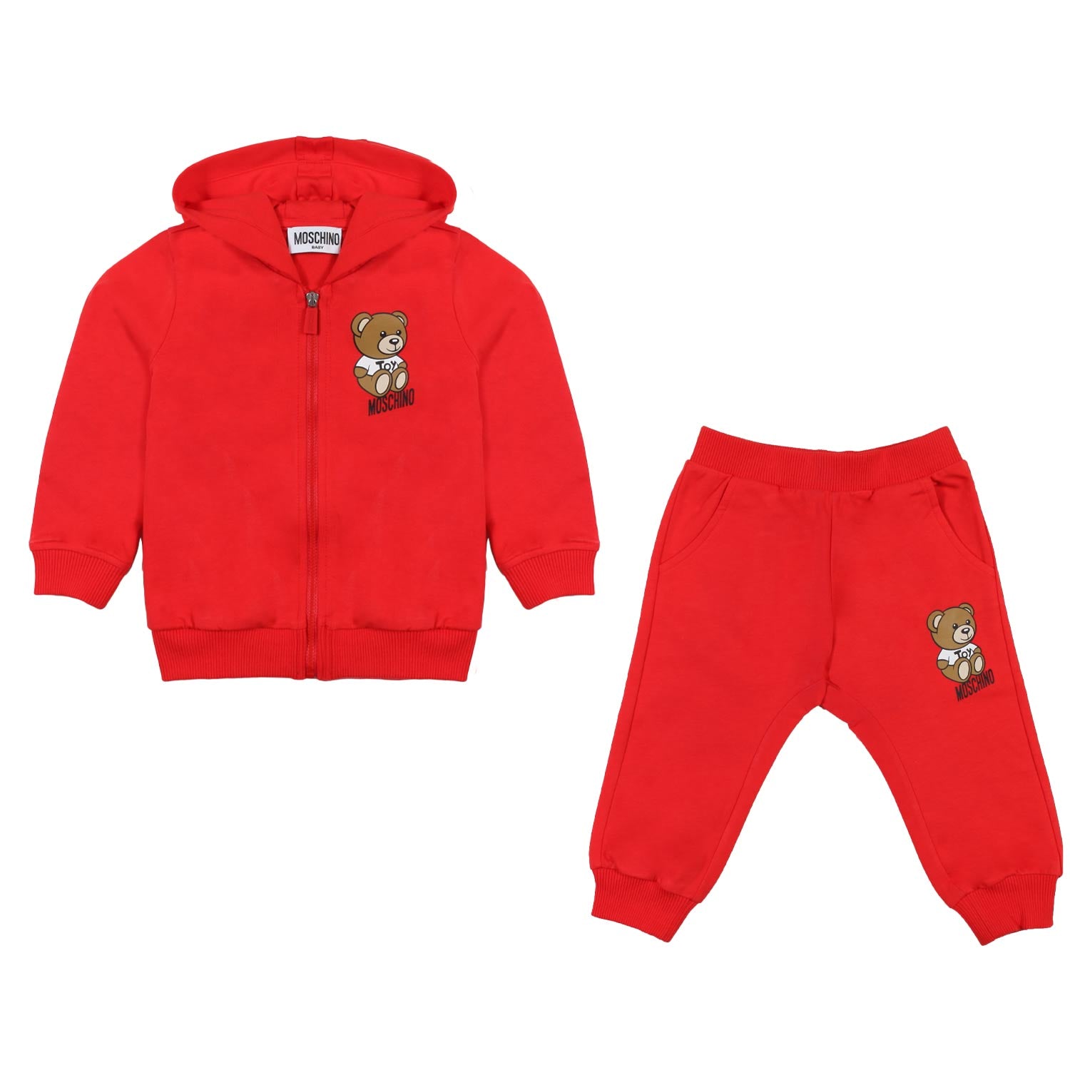 TUTA DUE PEZZI ROSSA CON TEDDY BEAR BIMBO E BIMBA - annameglio.com abbigliamento moda