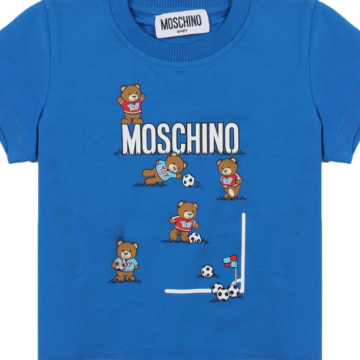 T-SHIRT BLU CON ORSACCHIOTTI CALCIATORI BIMBO - annameglio.com abbigliamento moda