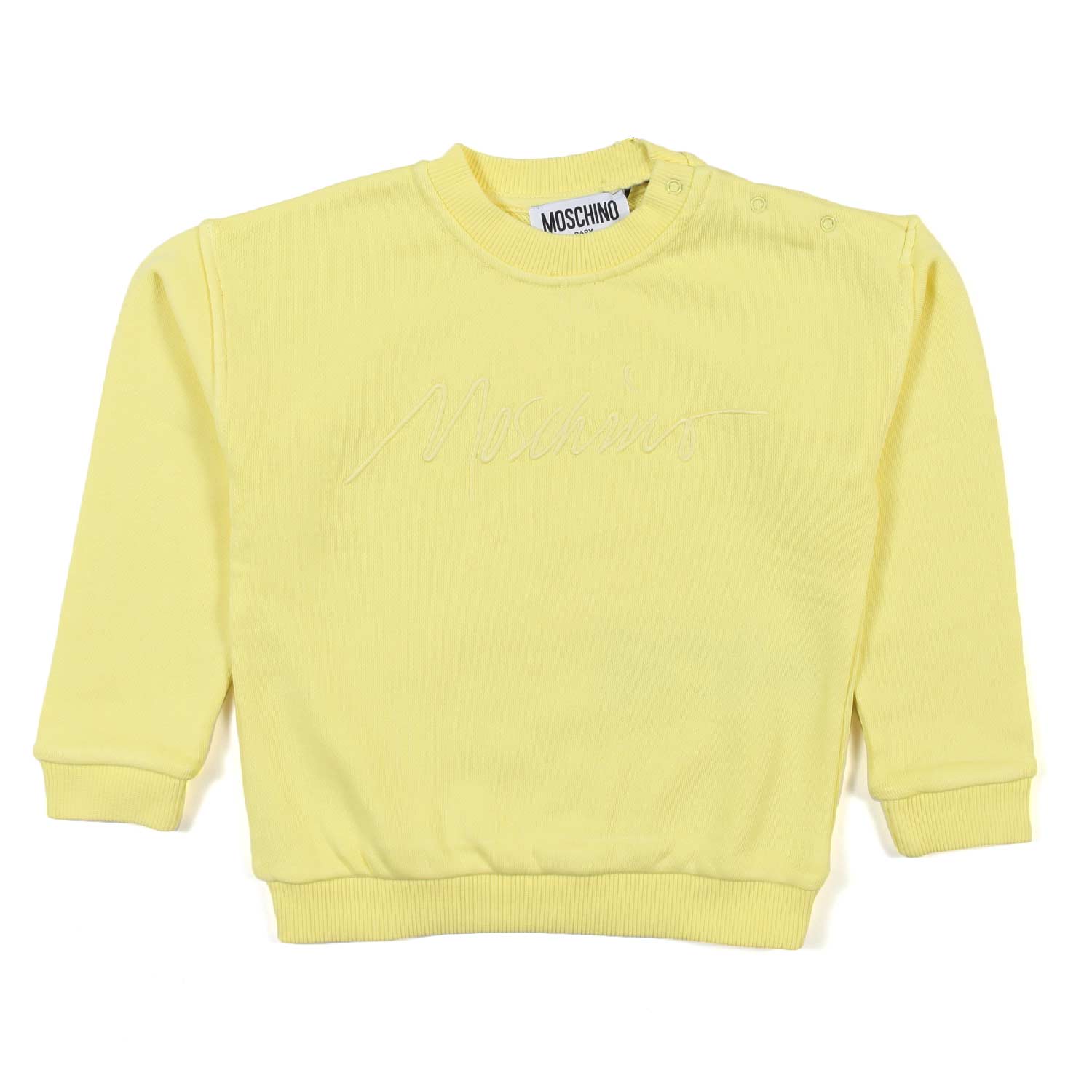 FELPA GIALLO CHIARO CON RICAMO BIMBO E BIMBA - annameglio.com abbigliamento moda
