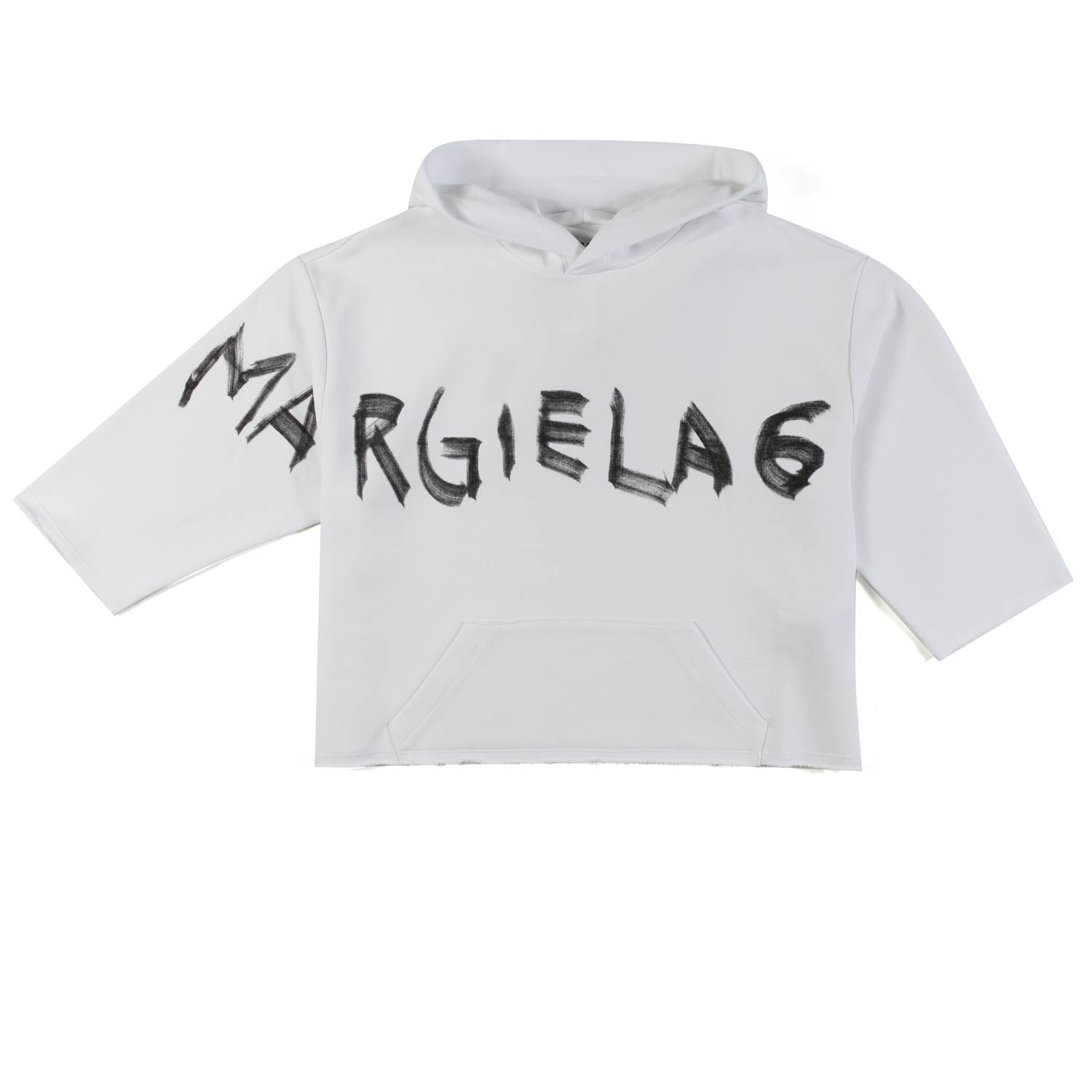 FELPA OVERSIZE CROPPED BIANCA CON CAPPUCCIO - annameglio.com abbigliamento moda