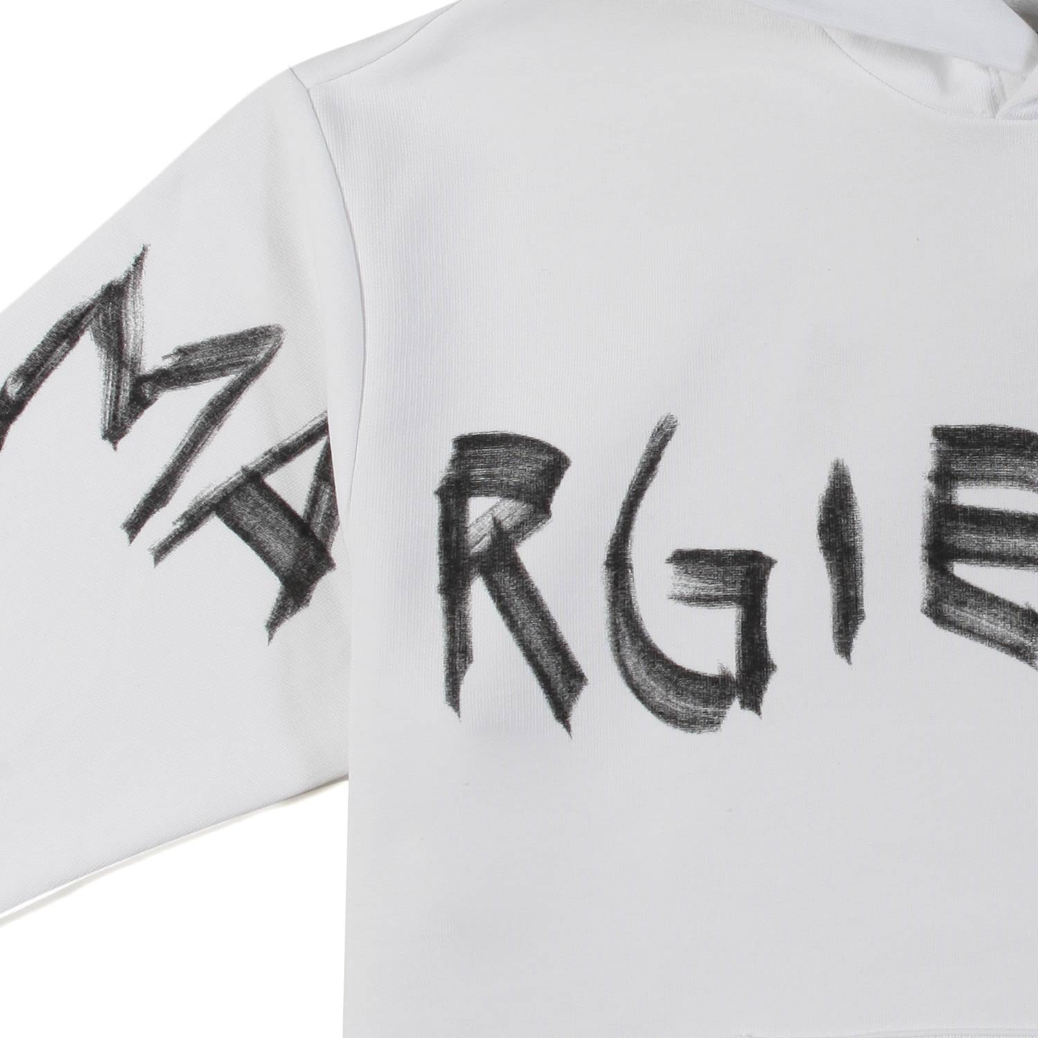 FELPA OVERSIZE CROPPED BIANCA CON CAPPUCCIO - annameglio.com abbigliamento moda