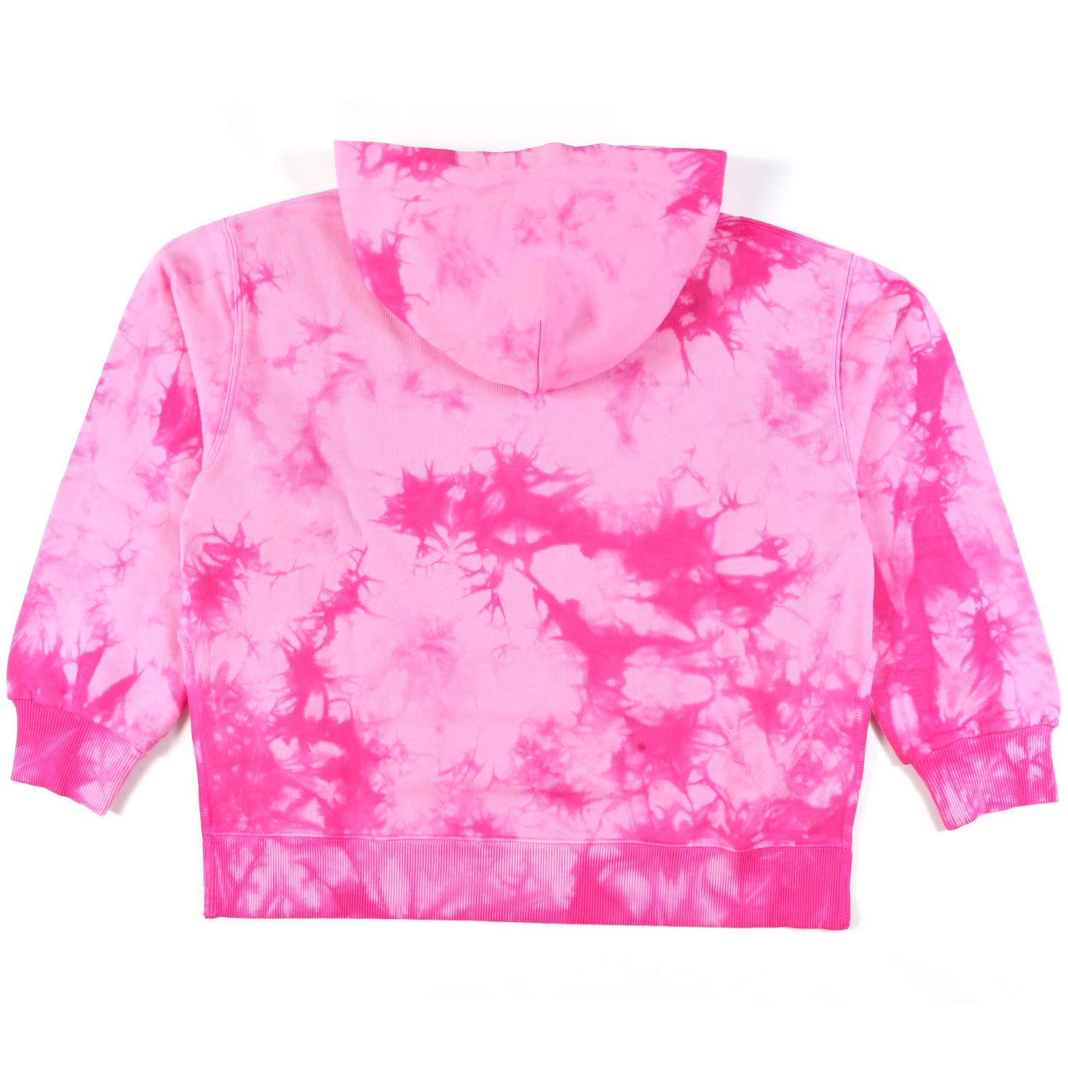 FELPA OVER ROSA E FUCSIA TIE DYE CON CAPPUCCIO - annameglio.com abbigliamento moda
