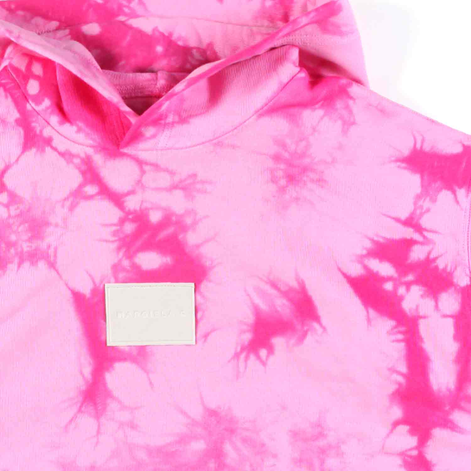 FELPA OVER ROSA E FUCSIA TIE DYE CON CAPPUCCIO - annameglio.com abbigliamento moda