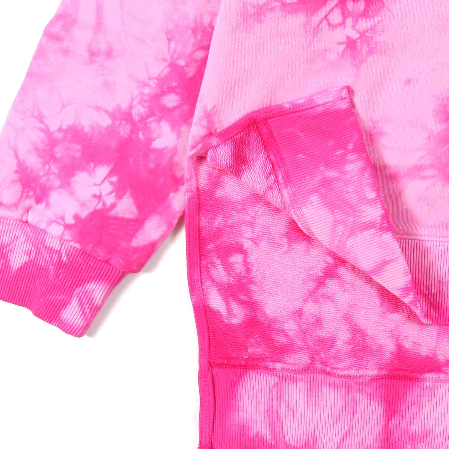 FELPA OVER ROSA E FUCSIA TIE DYE CON CAPPUCCIO - annameglio.com abbigliamento moda