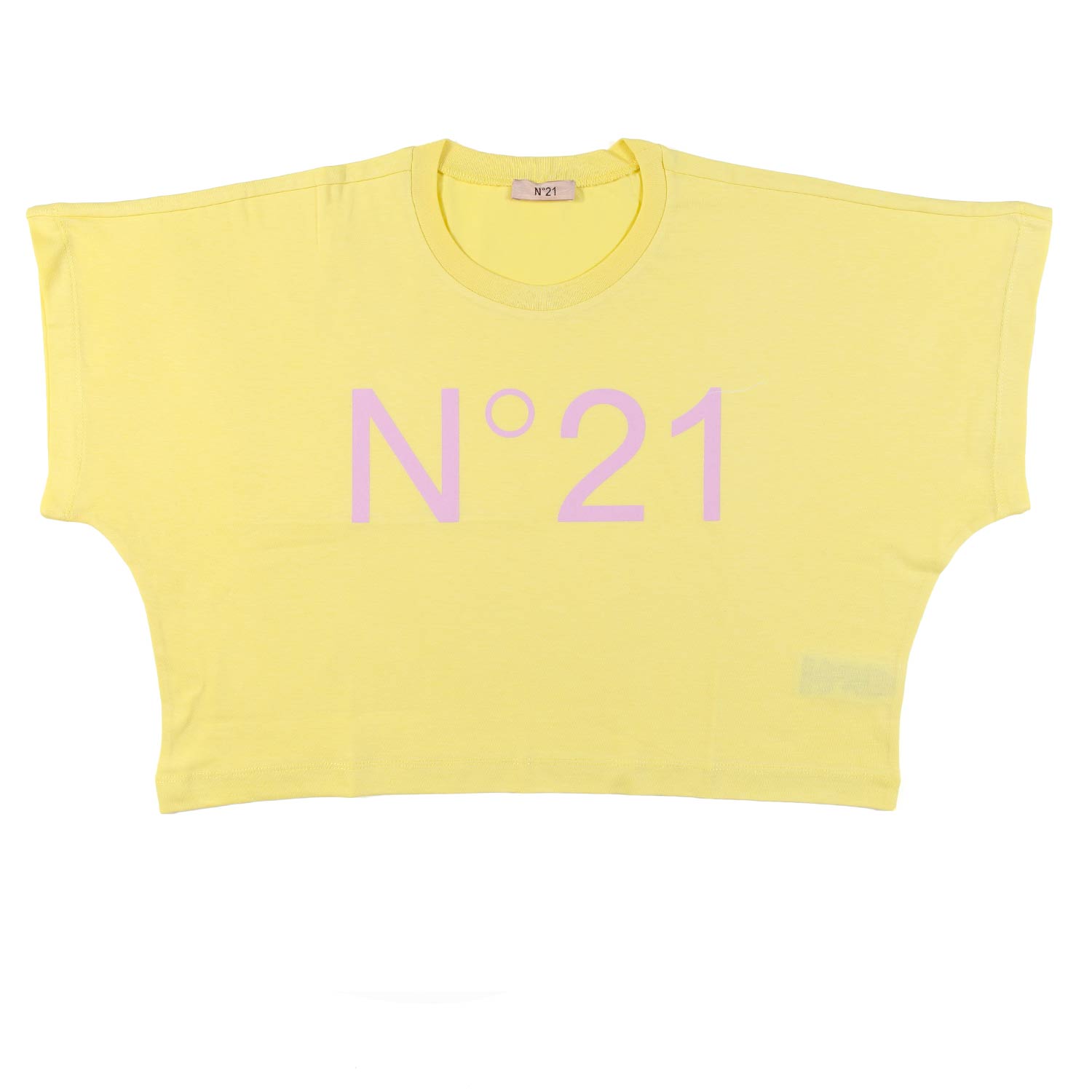 T-shirt cropped logo gialla ragazza - annameglio.com abbigliamento moda