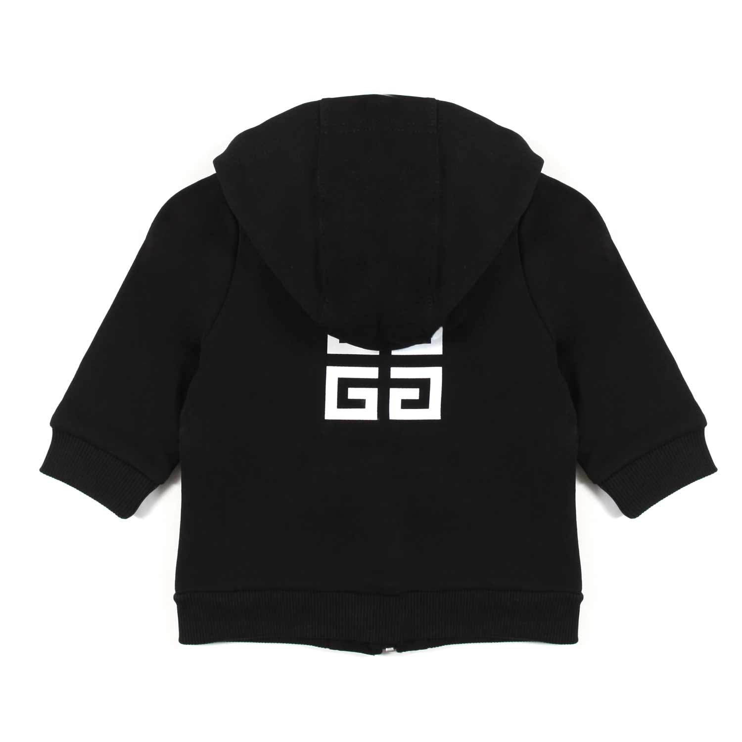 FELPA NERA CON CAPPUCCIO E LOGHI BIANCHI BIMBA - annameglio.com abbigliamento moda