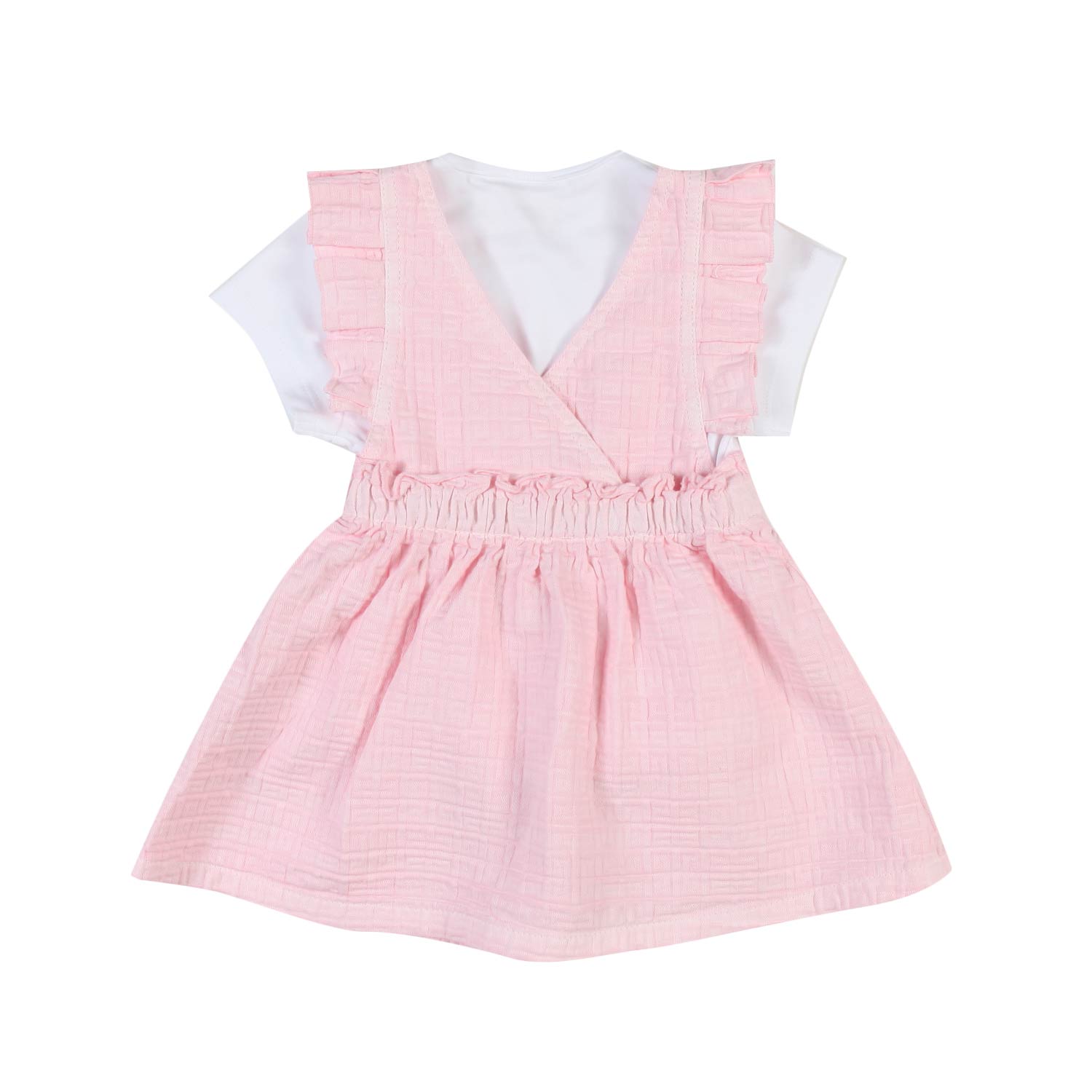 GONNA SALOPETTE ROSA CON T-SHIRT BIANCA BIMBA - annameglio.com abbigliamento moda